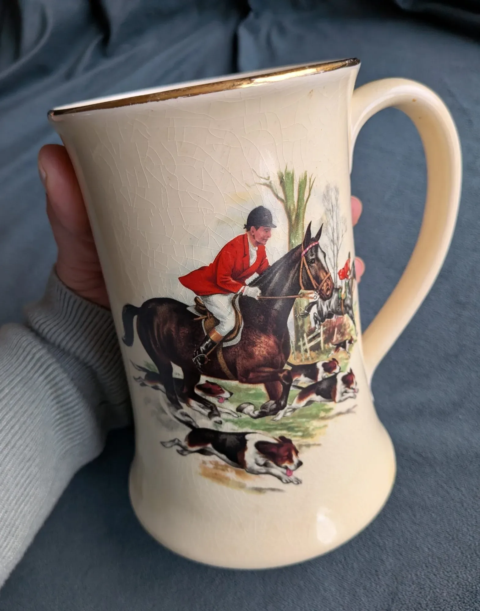 Vintage Mugg Crown Devon med Klassiskt Jaktmotiv - Bild 3