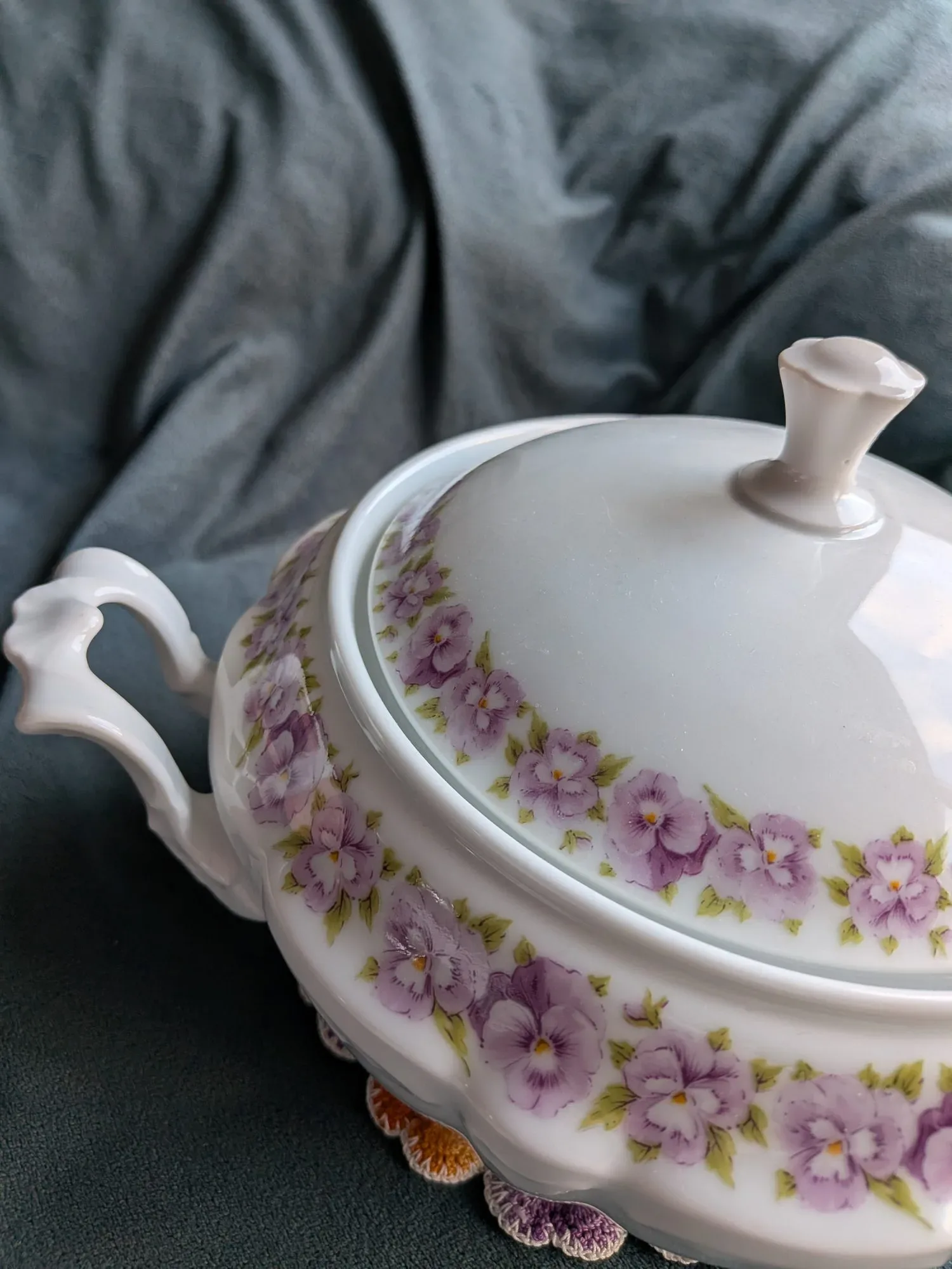 Vintage Soppterrin & Skålset med Penséer - Bild 8