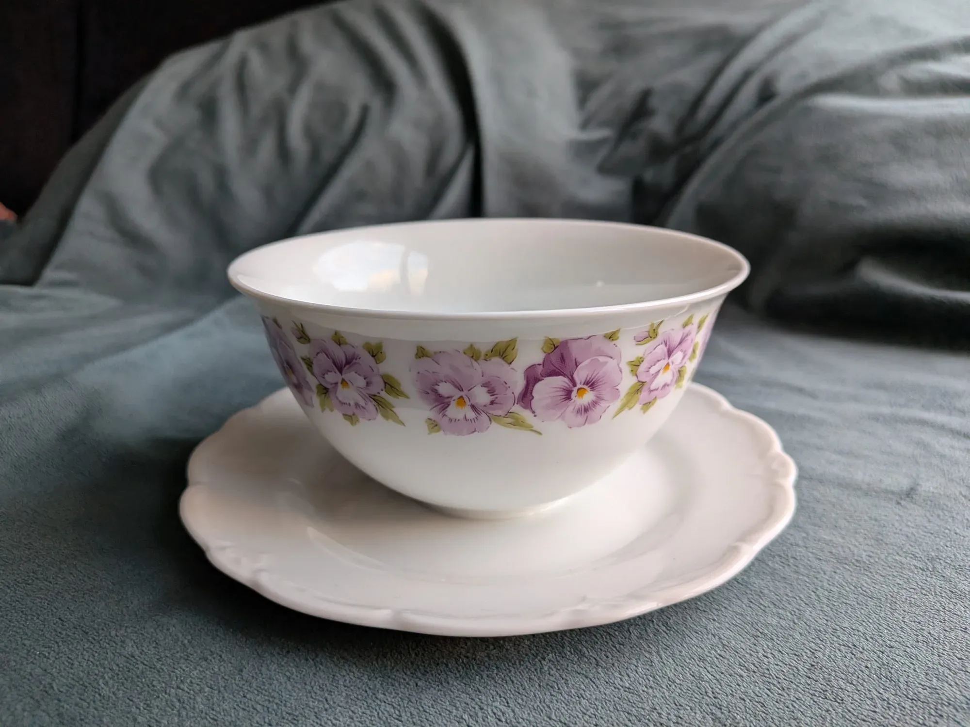 Vintage Soppterrin & Skålset med Penséer - Bild 4