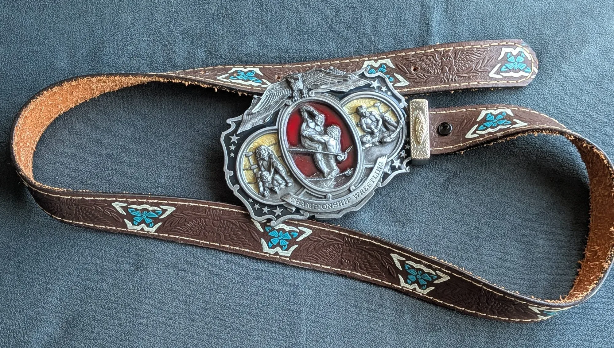 Vintage Bälte 'Championship Wrestling' med Unikt Spänne - Bild 3