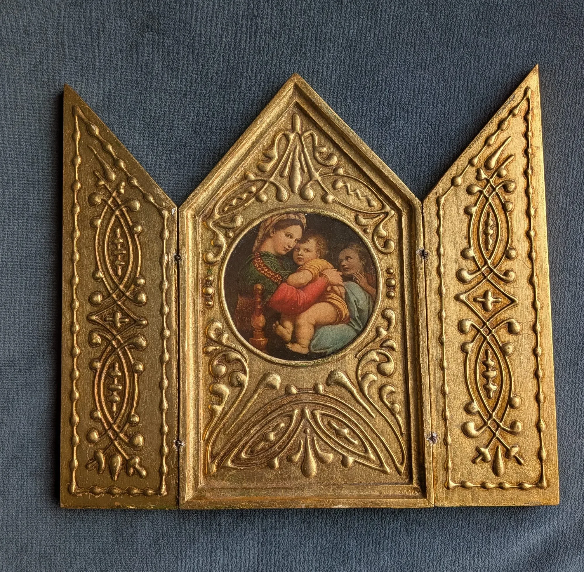 Vintage Triptyk - Madonna med Barn