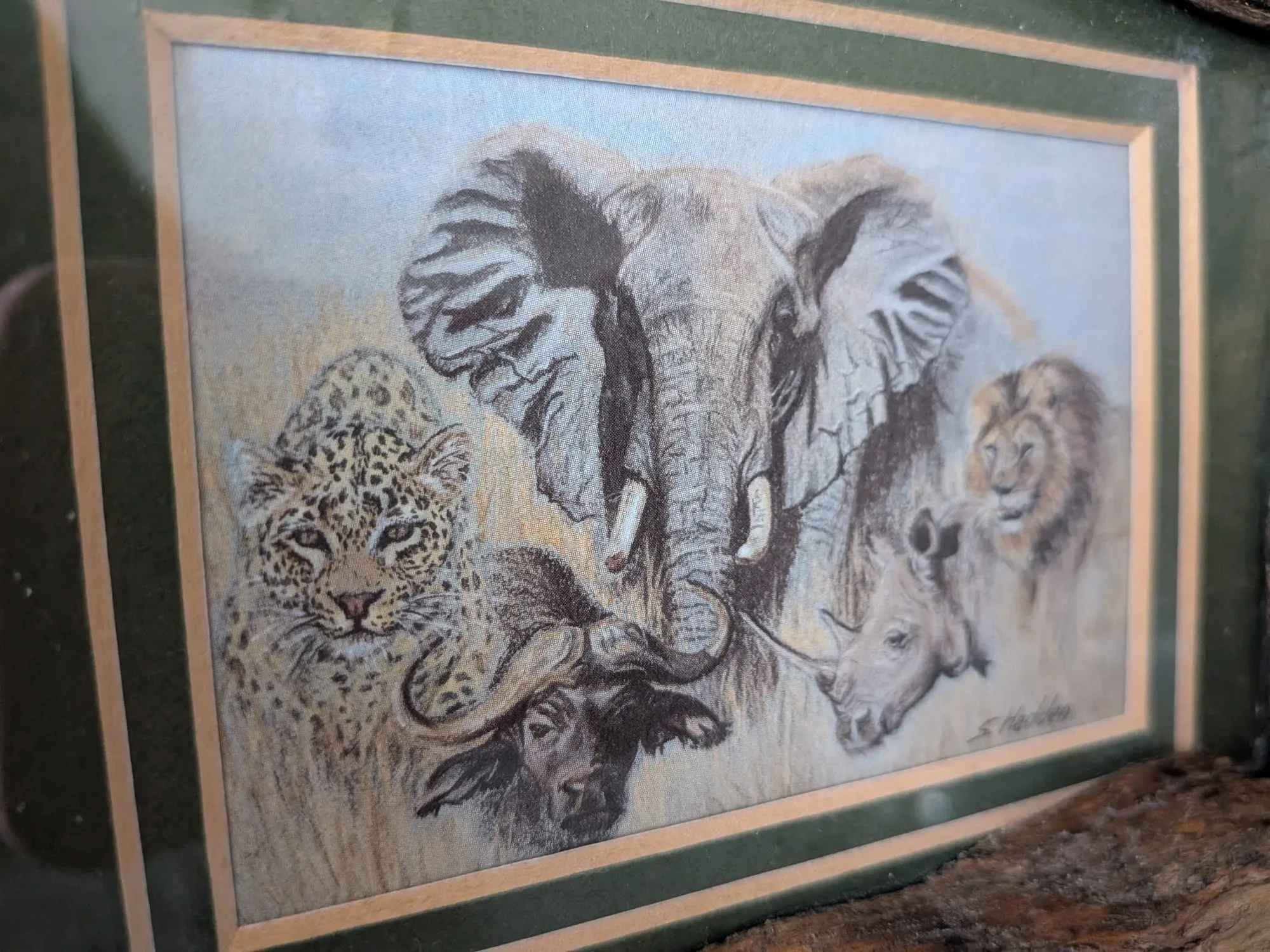 Unique African Animal Art in Handmade Wooden Frame from South Africa - Image 2