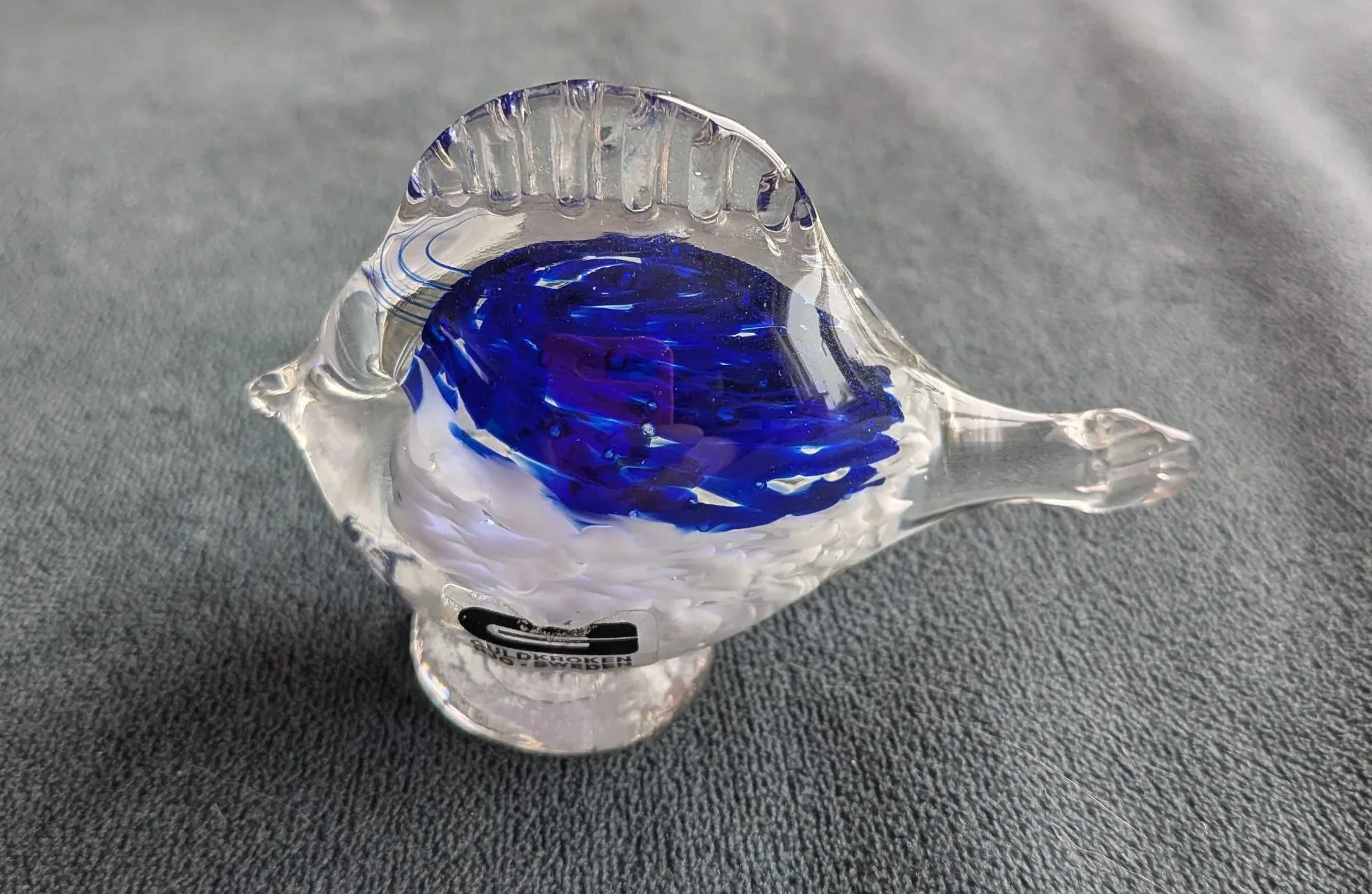 Swedish Glass Bird Guldkroken Hjo – Clear, Blue & White - Image 7