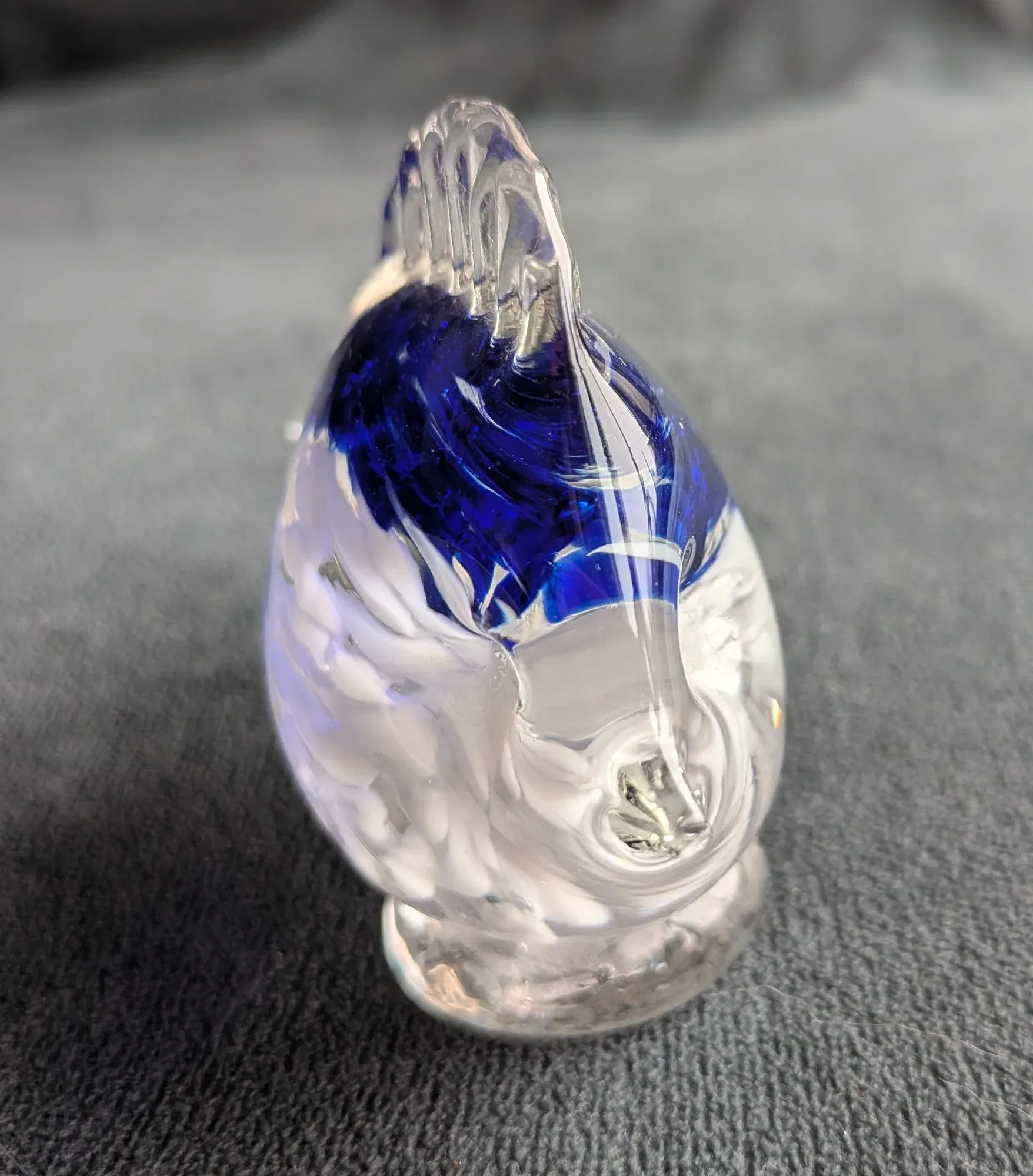 Swedish Glass Bird Guldkroken Hjo – Clear, Blue & White - Image 3
