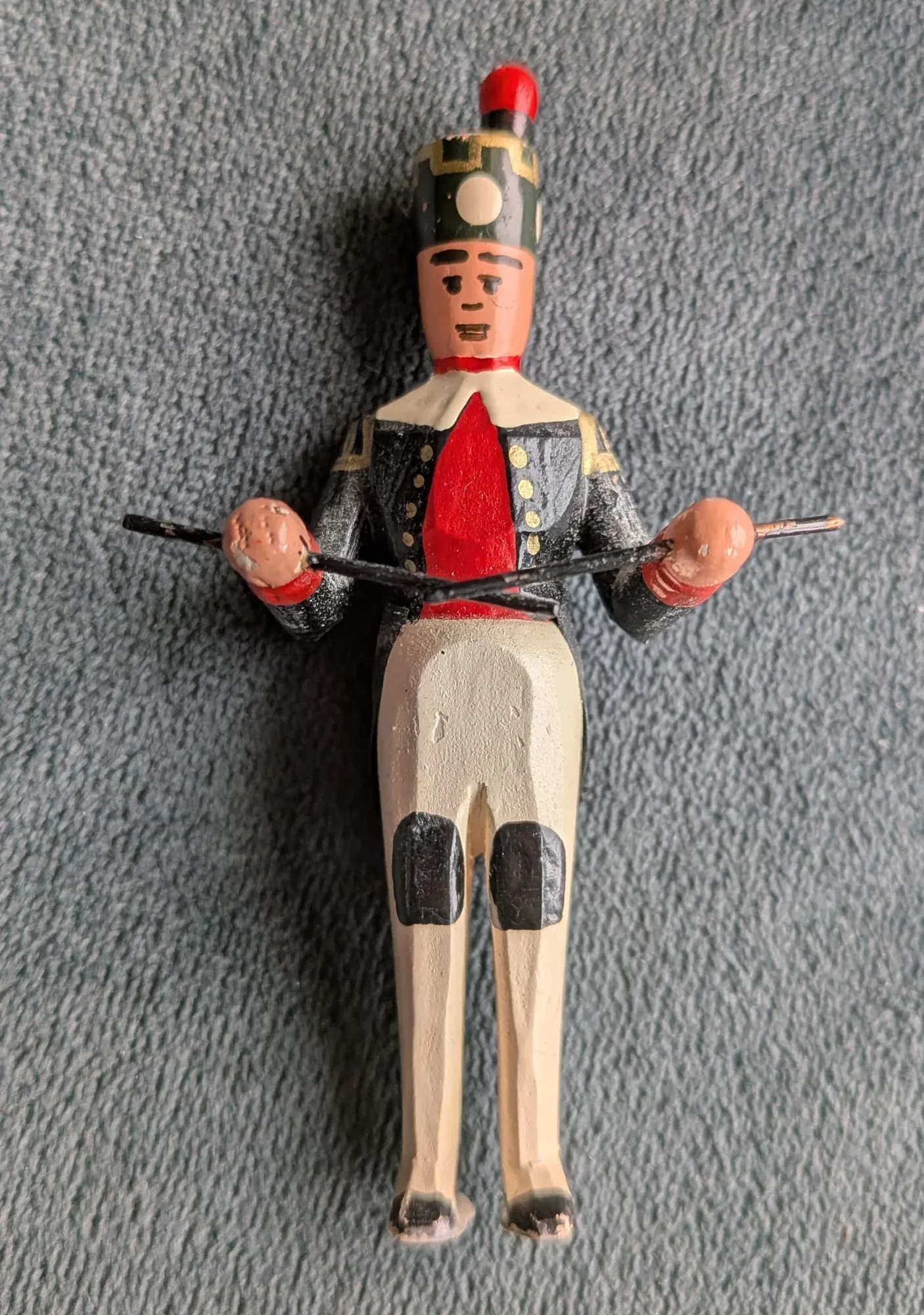 Vintage Träfigur Trumslagare – Handmålad Soldat - Bild 8