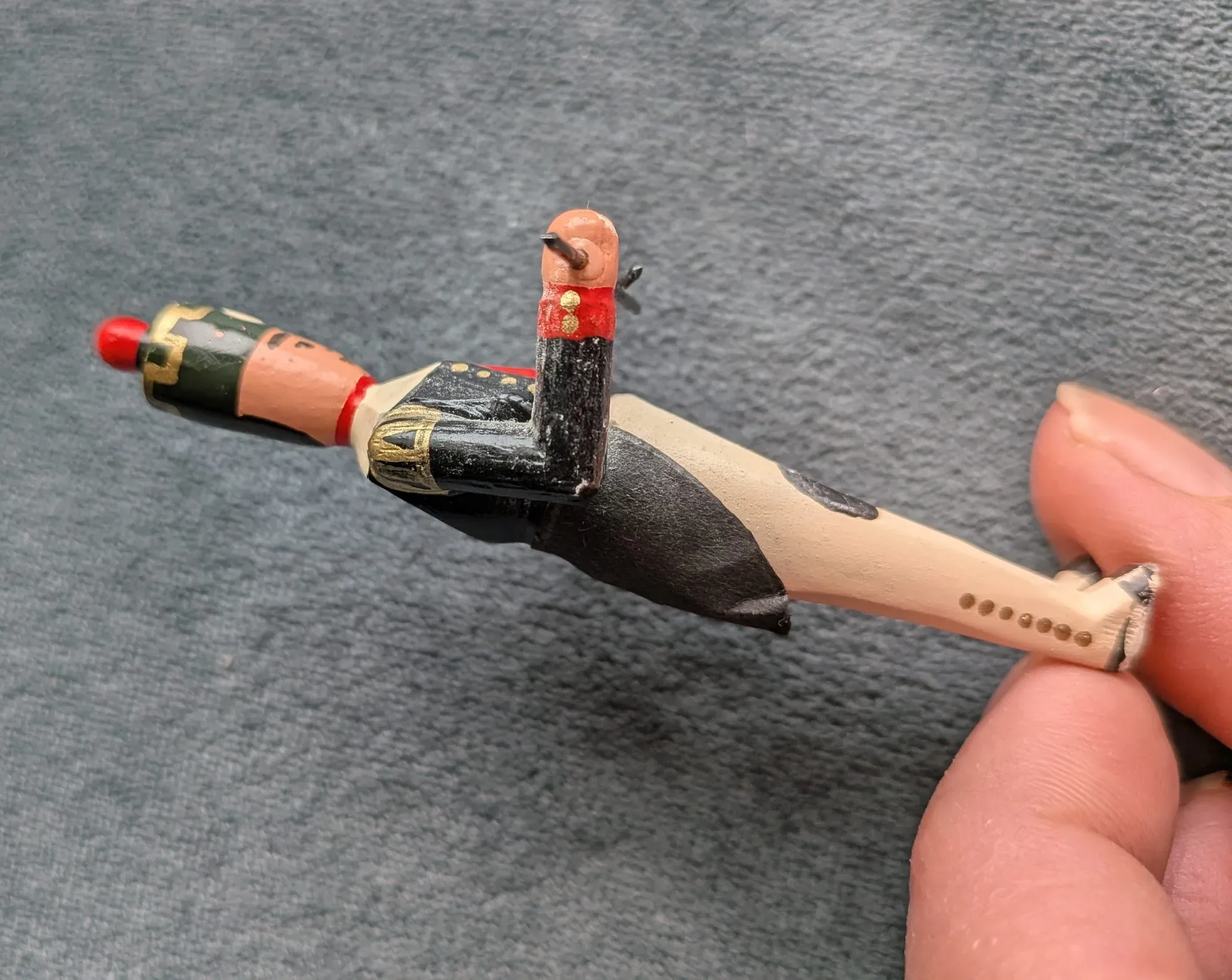 Vintage Träfigur Trumslagare – Handmålad Soldat - Bild 7