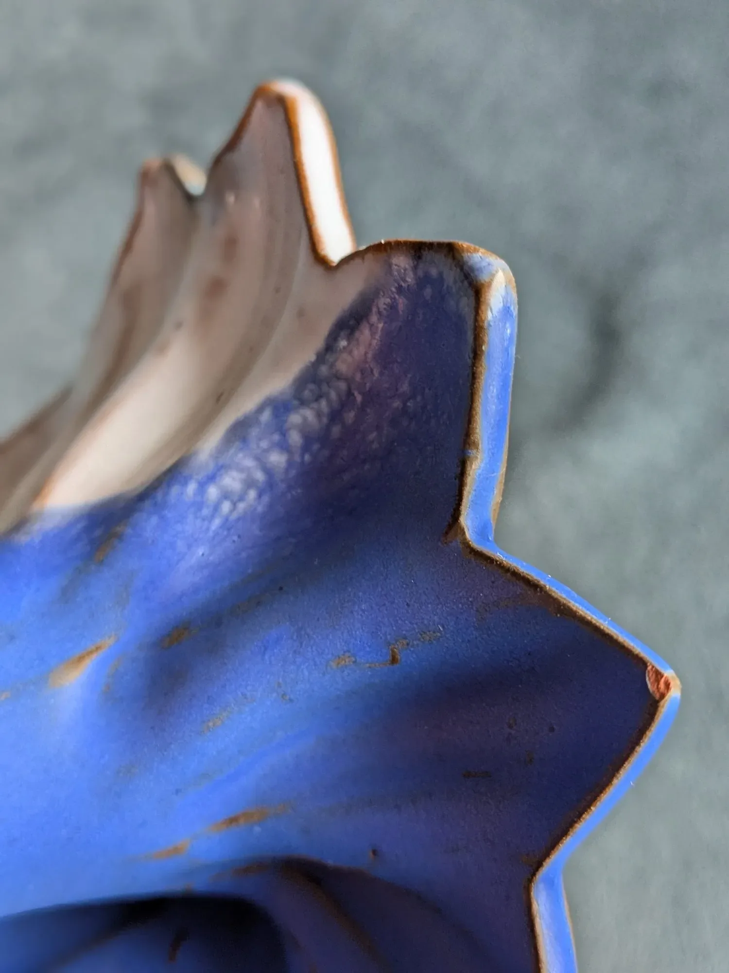 Handmade Ceramic Vase, Blue with Glazed Top - Image 4