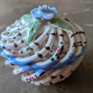 Vintage Keramikask från Spanien med Blommor