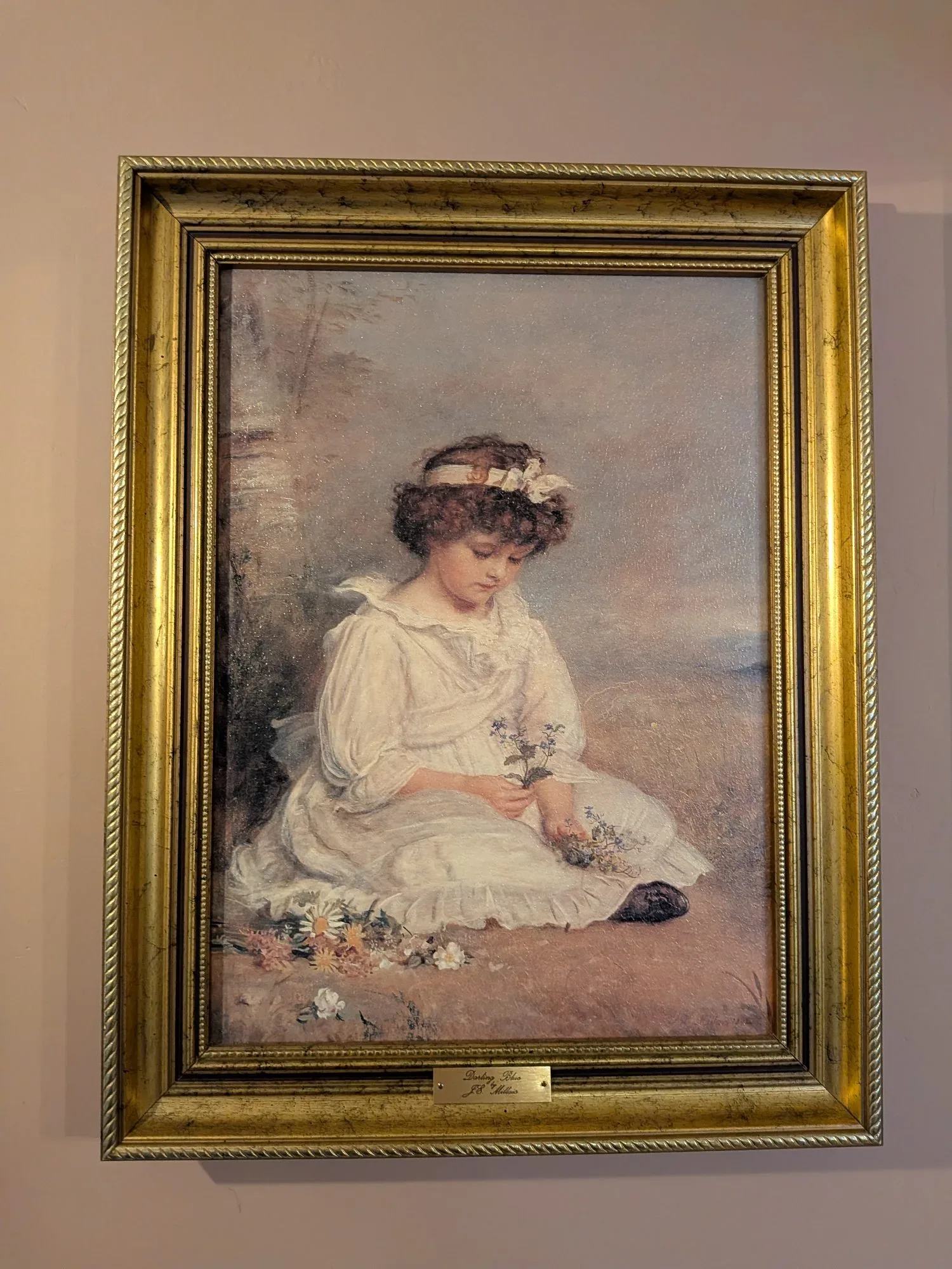 Vintage Konsttryck 'Darling Blue' av J.L. Williams i Guldram - Bild 8
