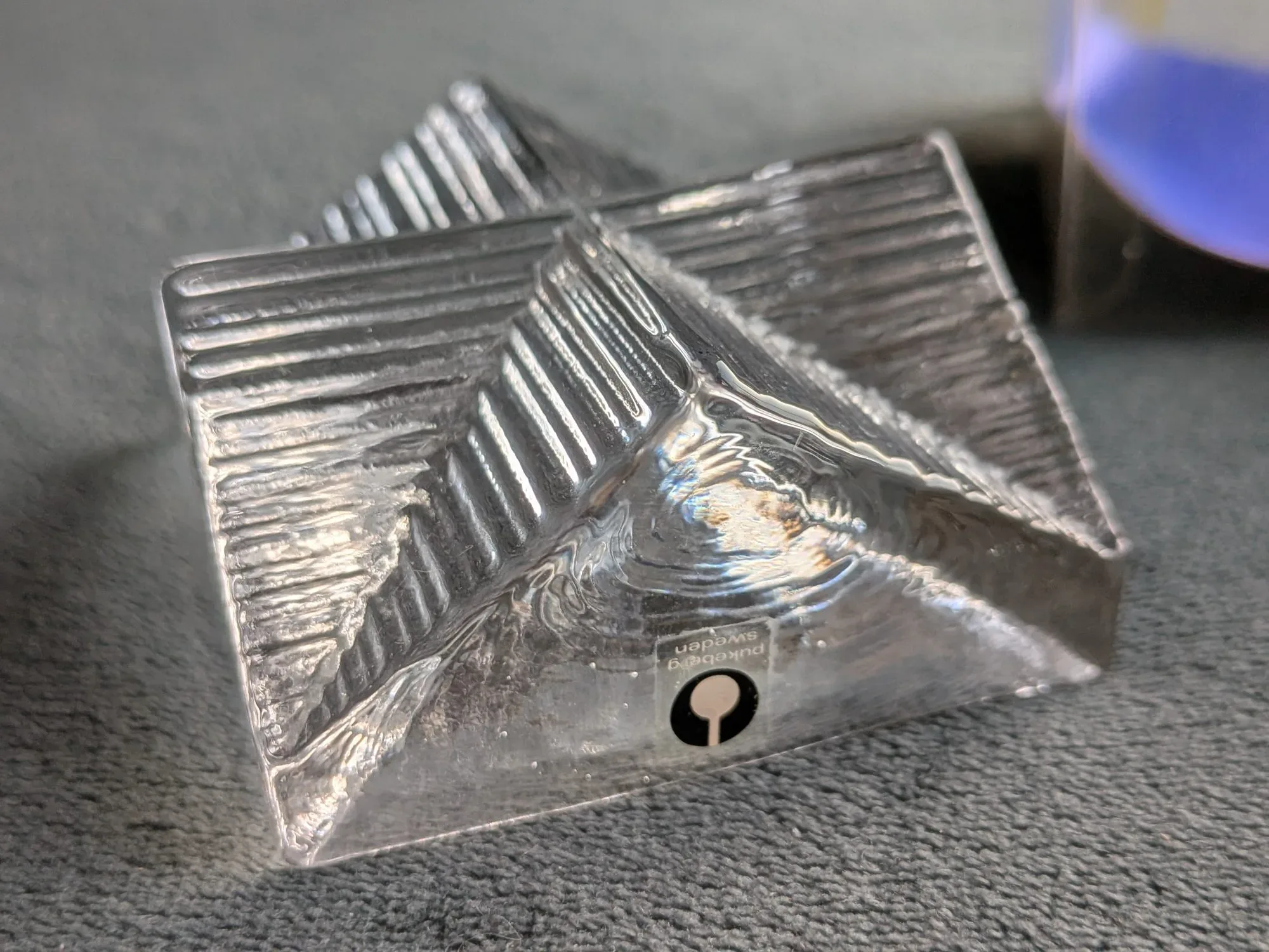 Pukeberg 'Pyramid' Candle Holders – Set of 4 in Textured Glass - Image 4