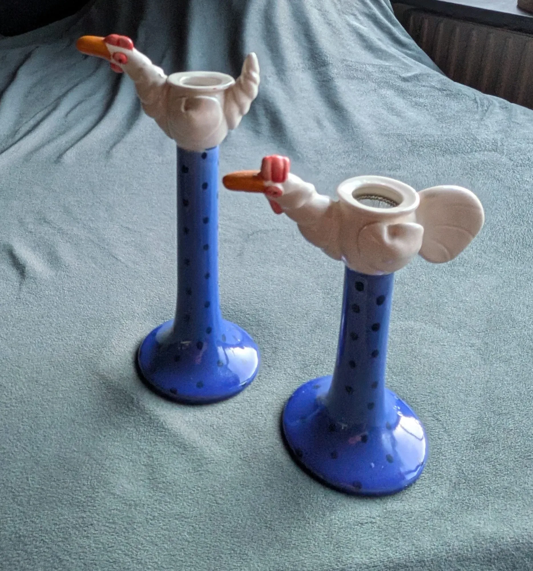 Charming Ceramic Candlesticks – A Pair of Playful Hens - Image 2