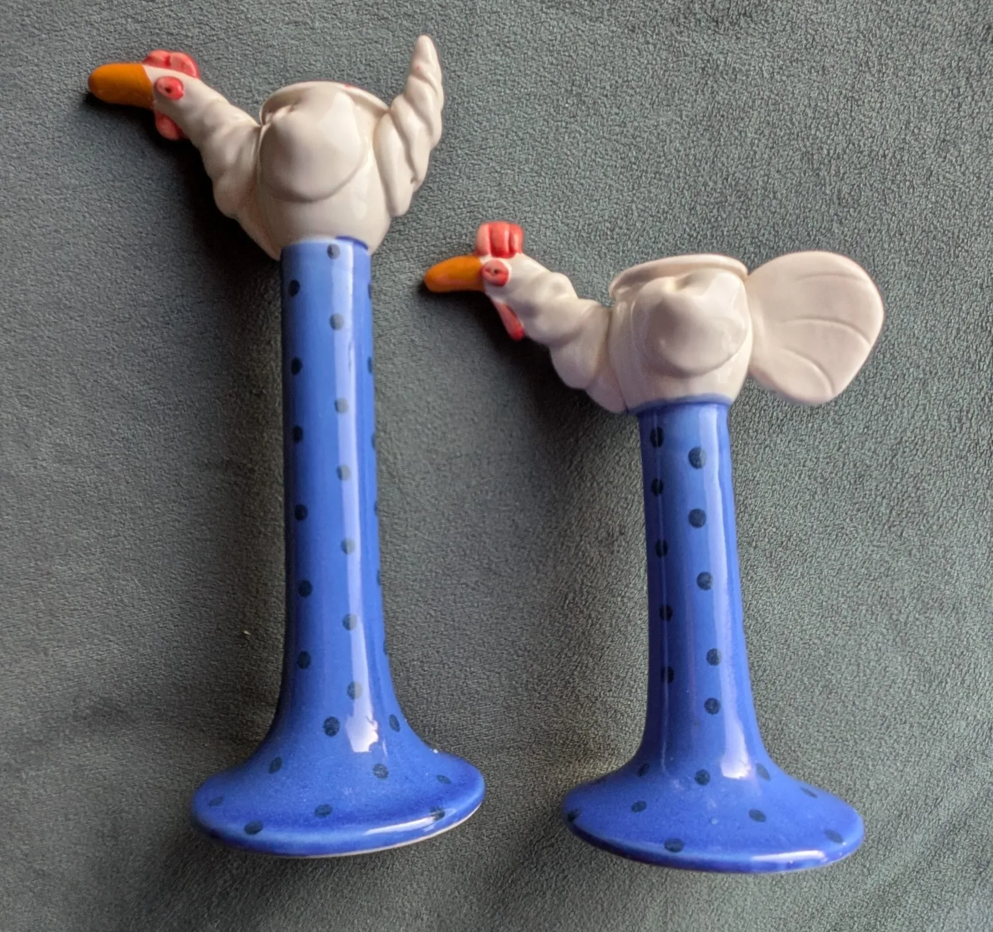 Charming Ceramic Candlesticks – A Pair of Playful Hens - Image 3