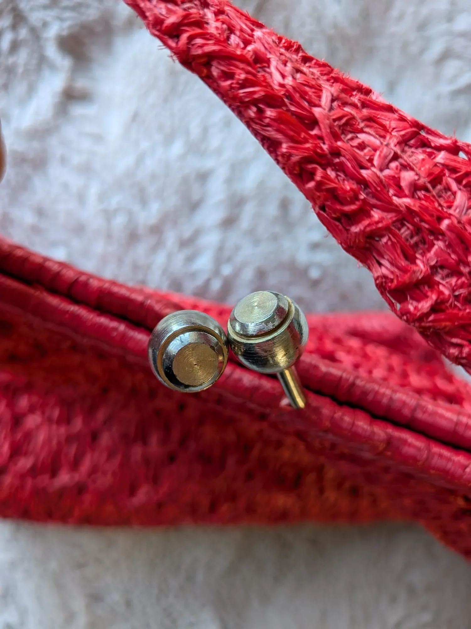 Elegant Röd Vintage Handväska i Raffia - Bild 7