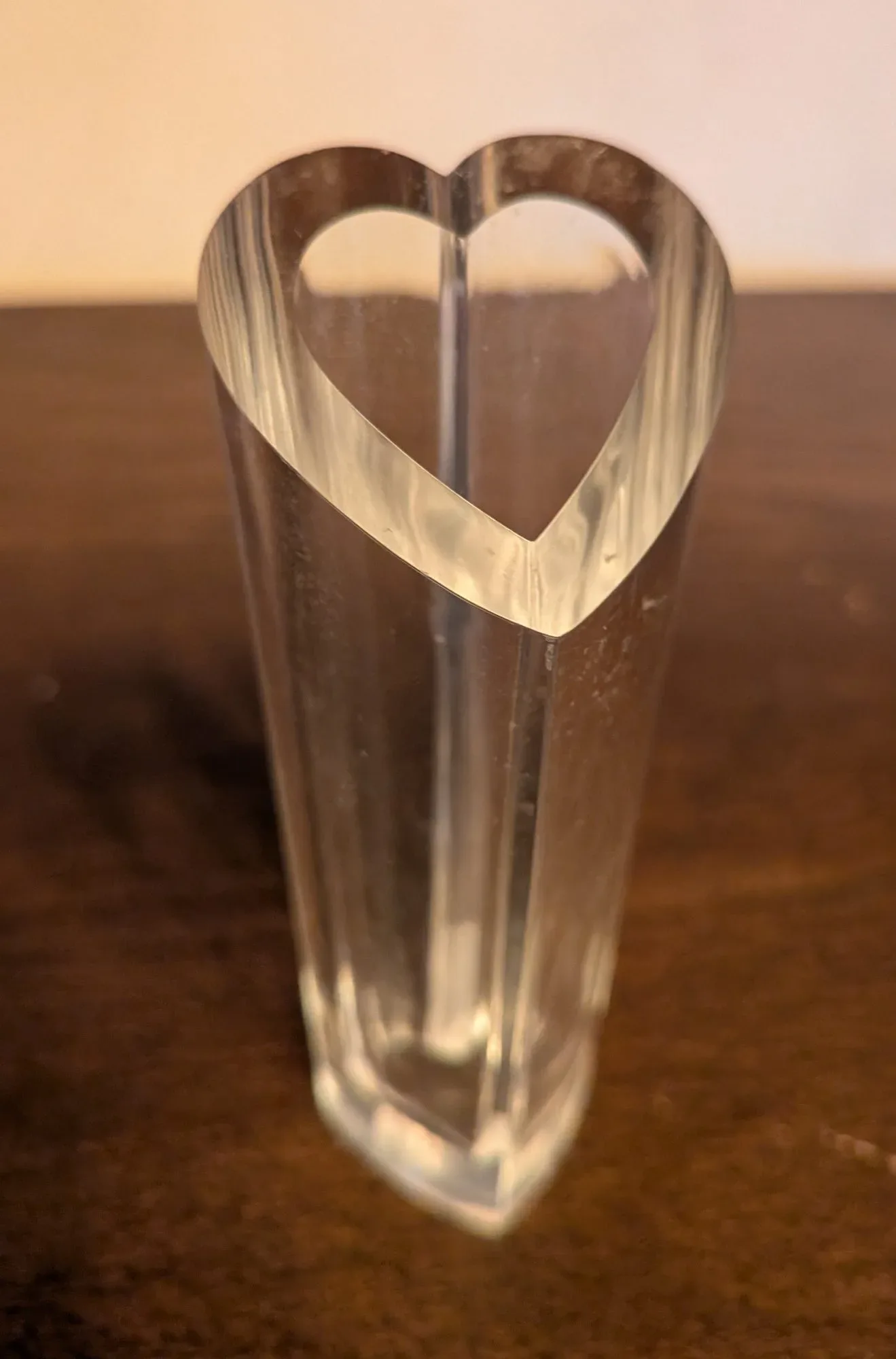 Heart-Shaped Acrylic/Lucite Vase
