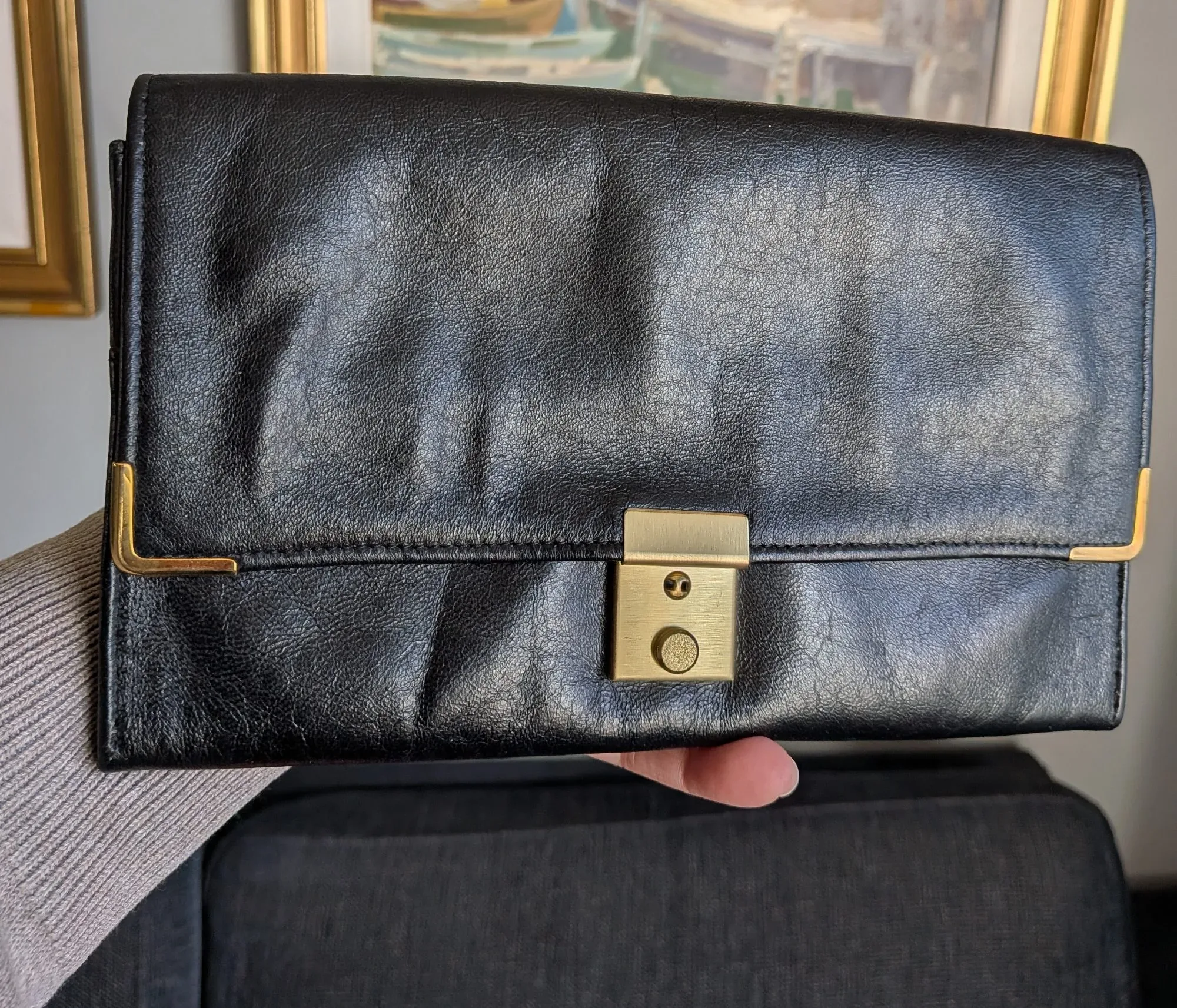 Elegant Vintage Reseplånbok i Svart Läder – Made in England - Bild 3