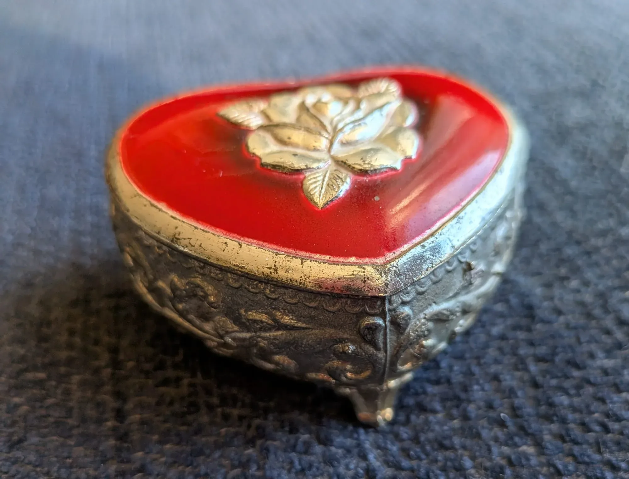 Vintage Smyckeskrin Hjärta med Ros