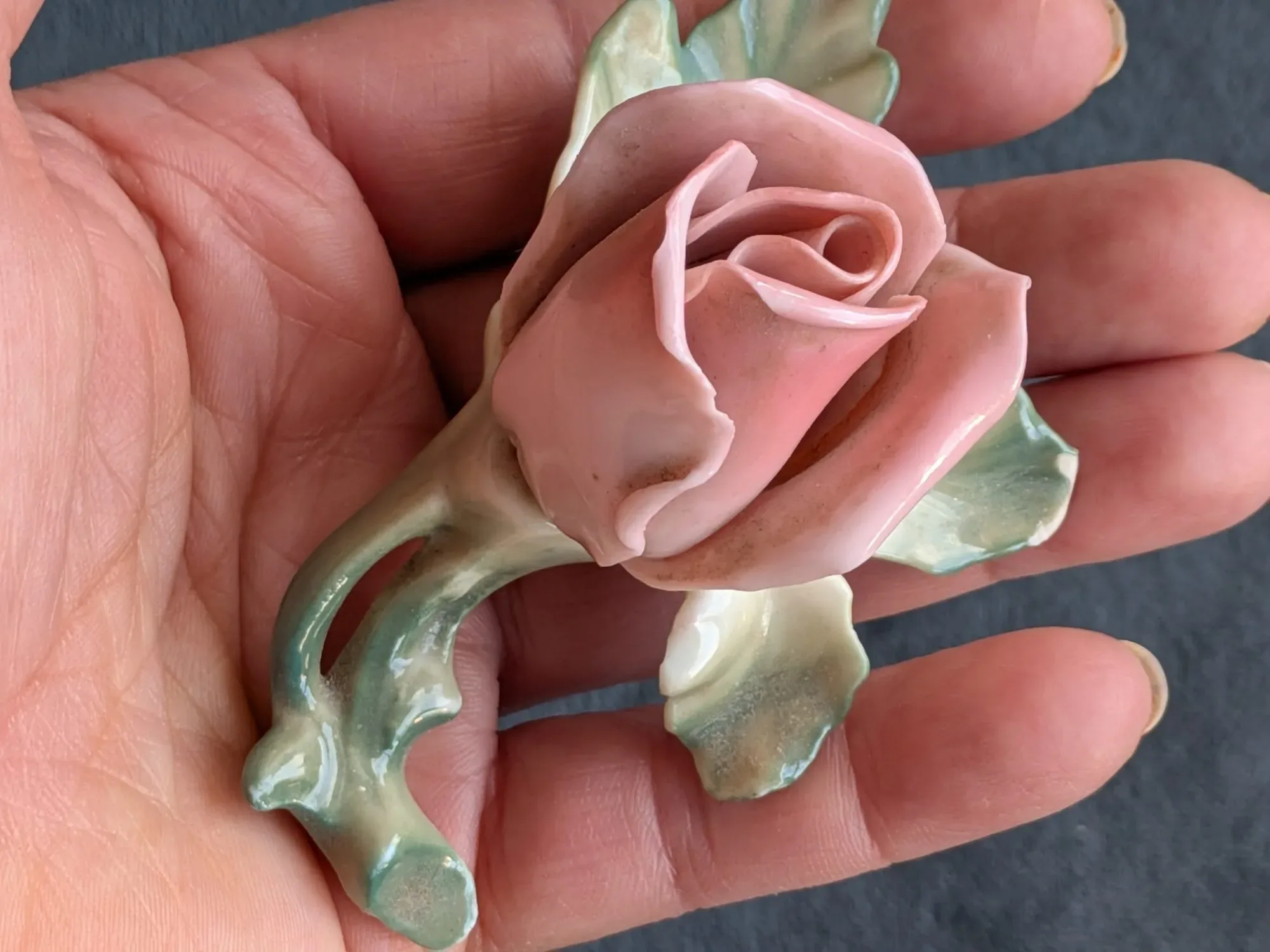 ENS Volkstedt Porslinsros – Rosa Dekorationsblomma - Bild 7