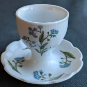 Vintage Äggkopp med fat – Kaiser Porslin 'Förgätmigej'