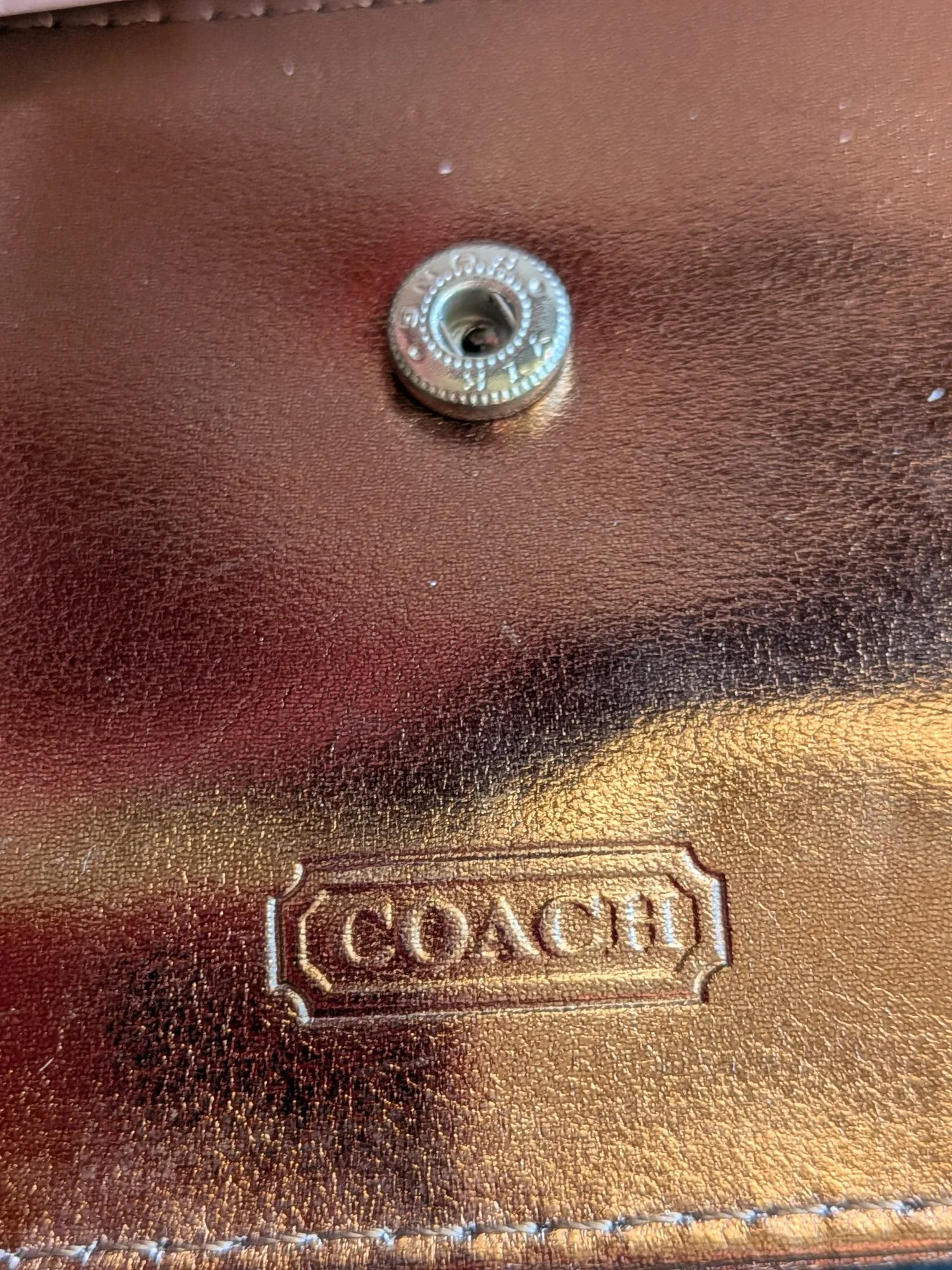 Vintage Coach Trifold Plånbok - Y2K Bronze Jacquard - Bild 5