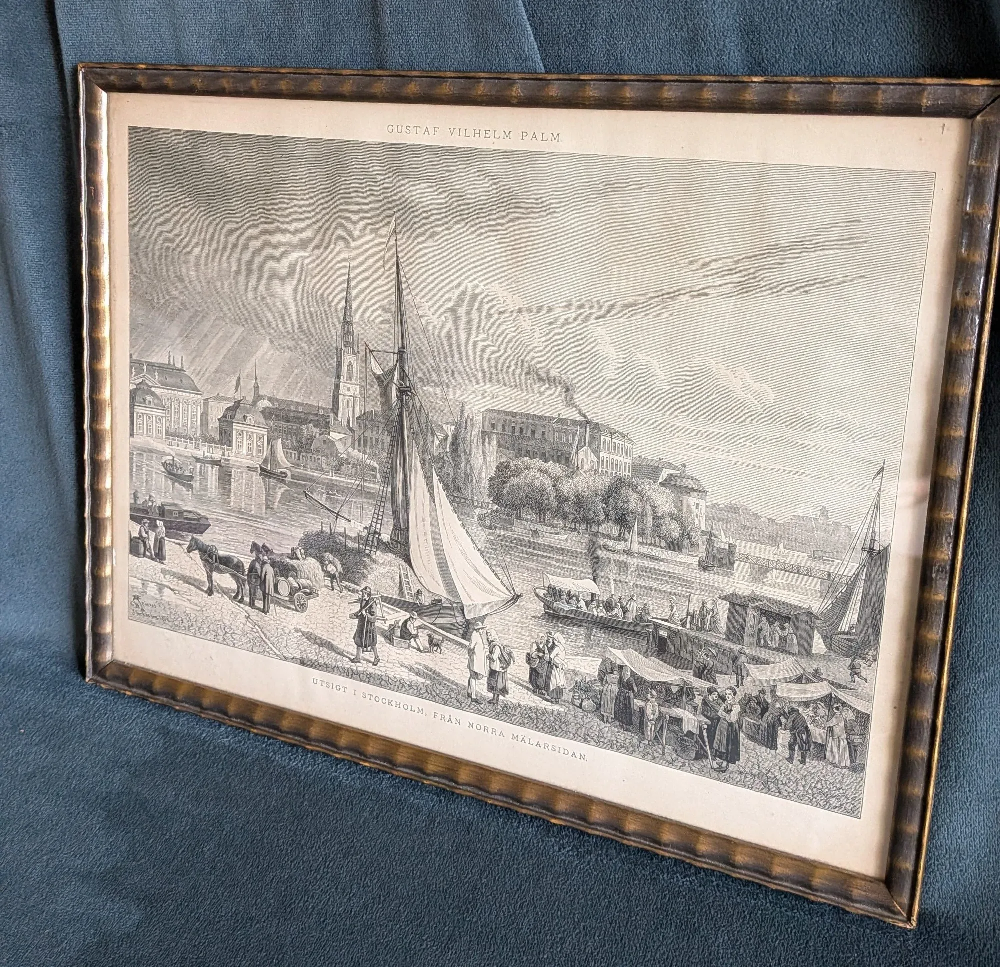 Historic Engraving: View of Stockholm by Gustaf Vilhelm Palm
