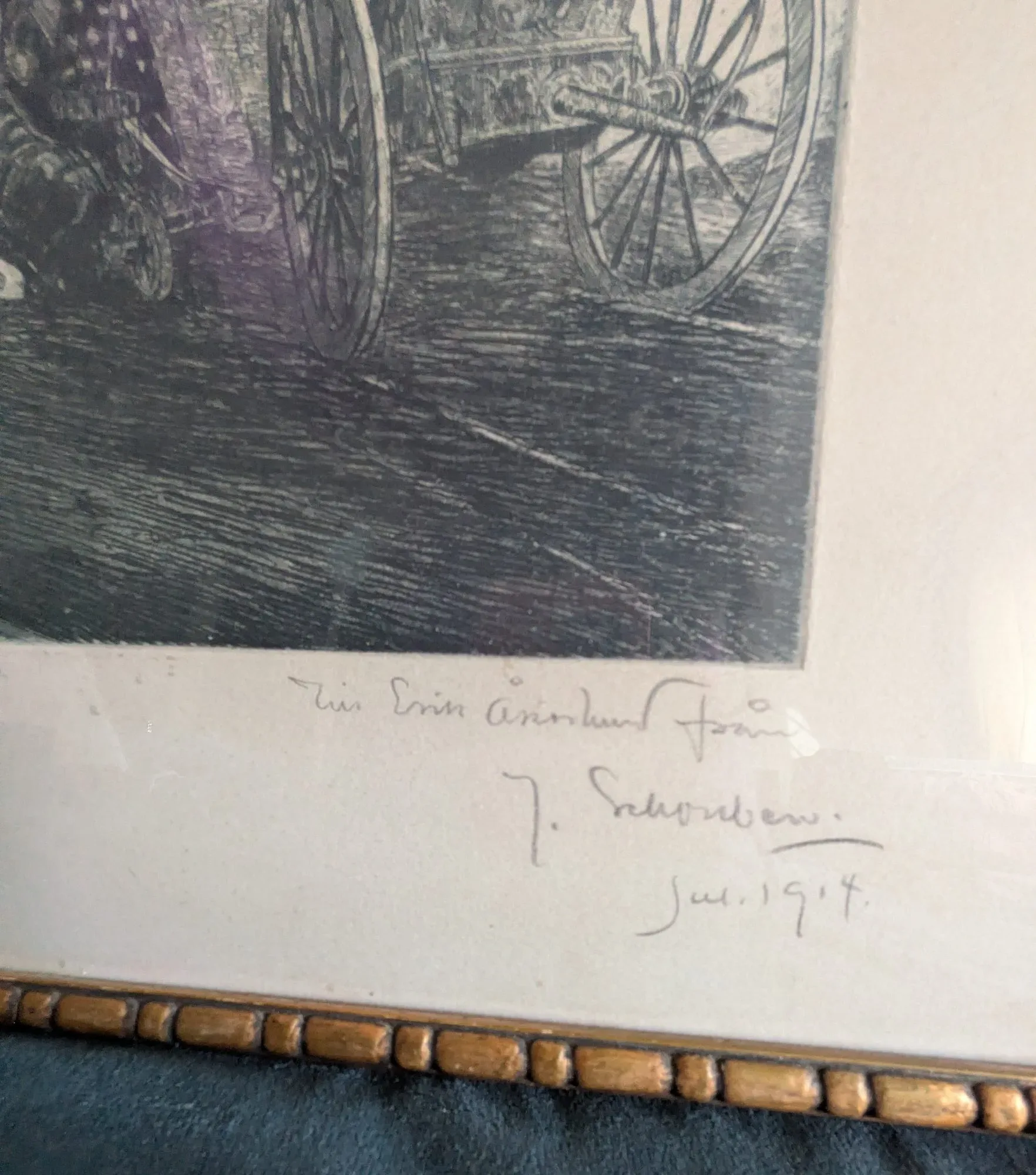 Vintage Etsning J. Salmson – "En liten älskvärd scen" (1919) - Bild 9