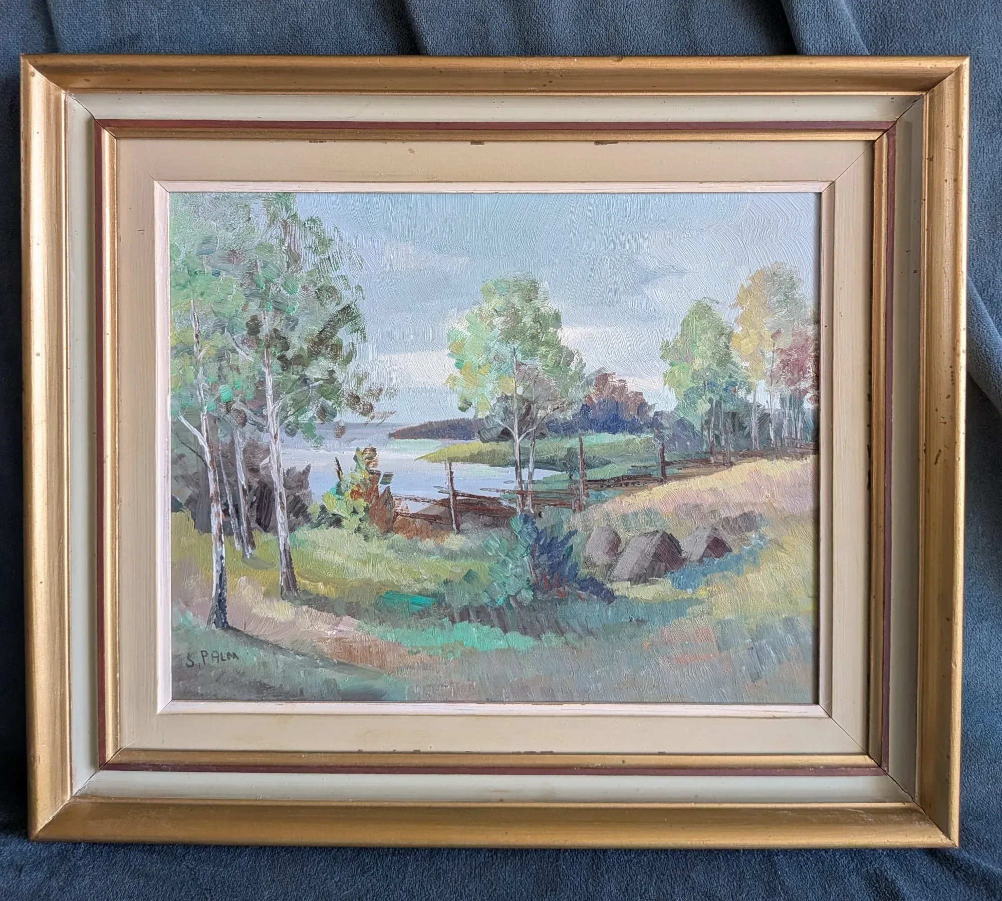 Vintage Oljemålning Landskap Signerad J.S. Palm