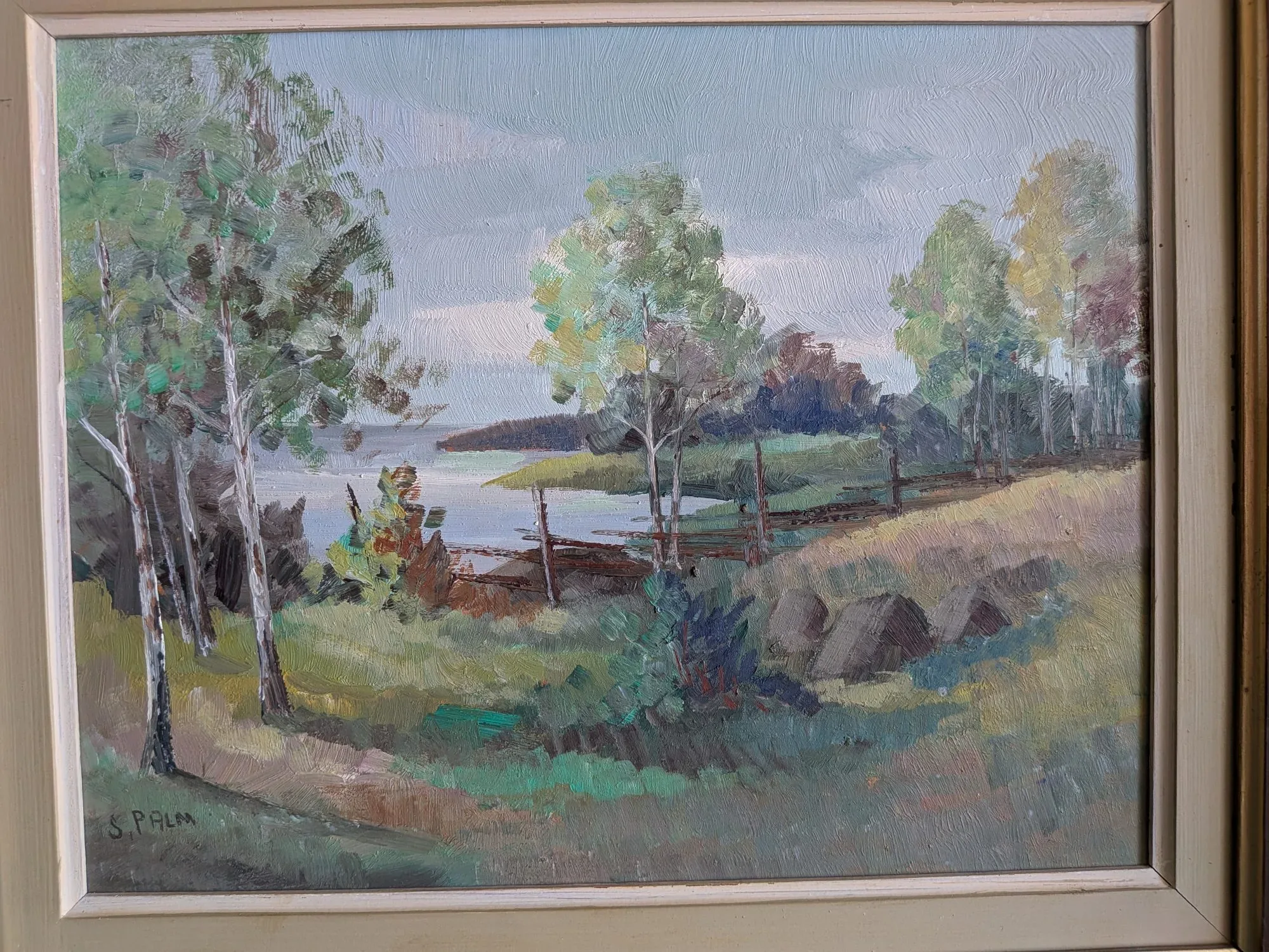 Vintage Oljemålning Landskap Signerad J.S. Palm - Bild 9