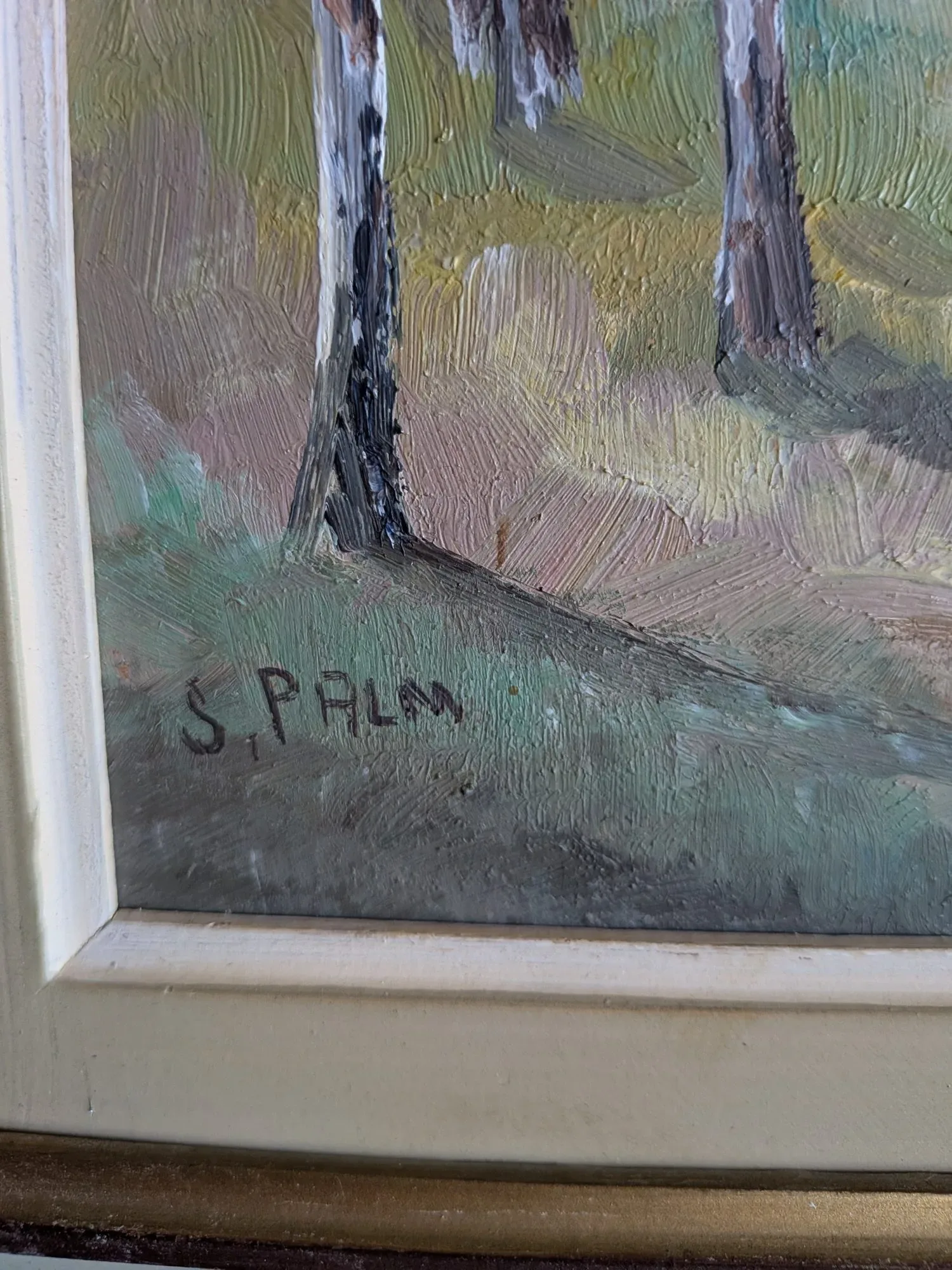 Vintage Oljemålning Landskap Signerad J.S. Palm - Bild 8