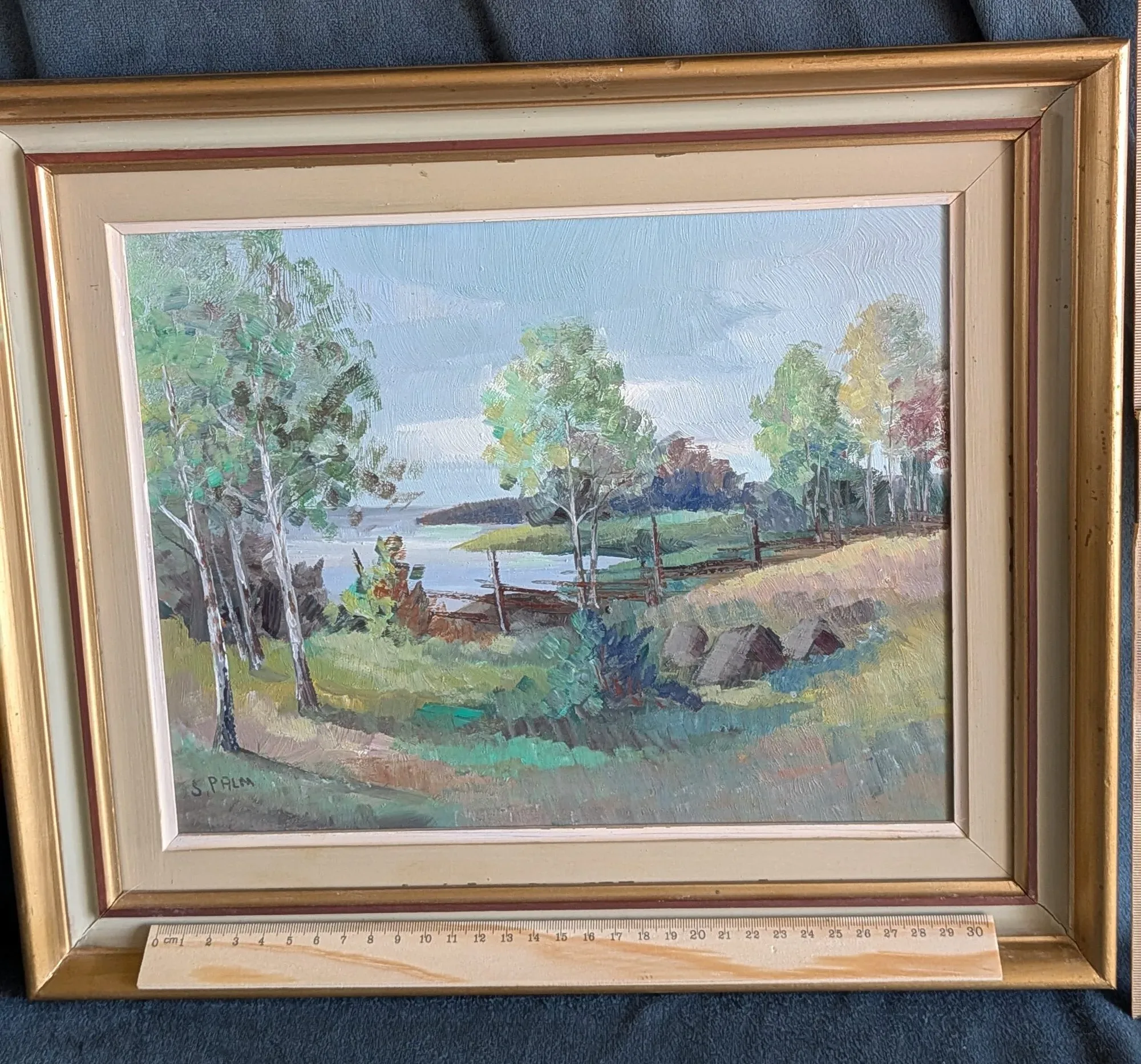 Vintage Oljemålning Landskap Signerad J.S. Palm - Bild 4