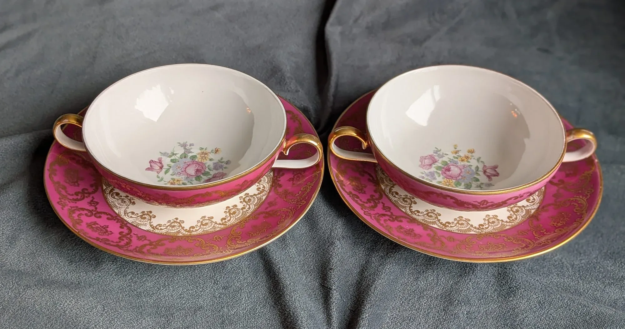Bohemia Vintage Soppskålar med Fat – Rosa & Guld (2-pack)