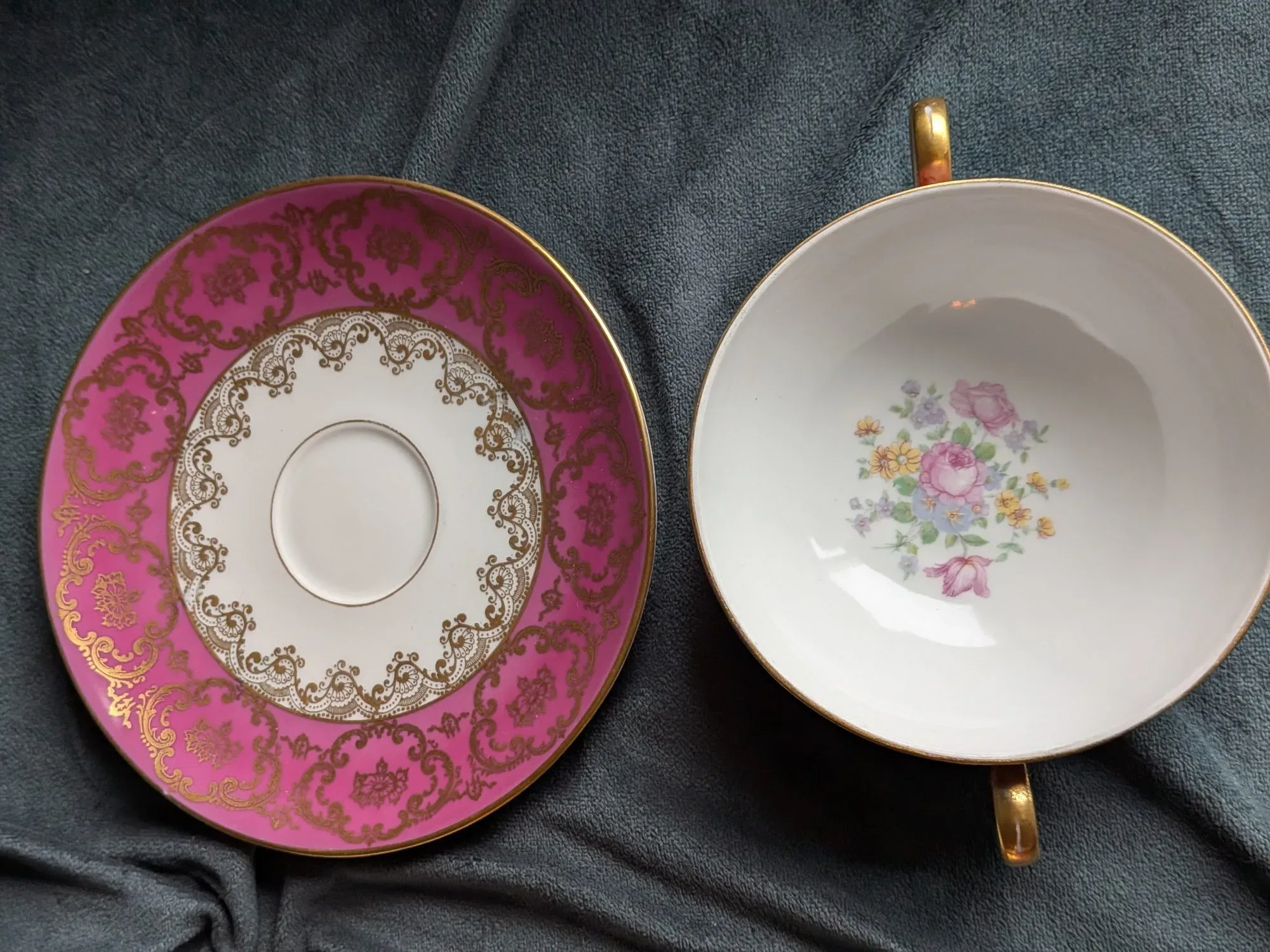 Bohemia Vintage Soppskålar med Fat – Rosa & Guld (2-pack) - Bild 6