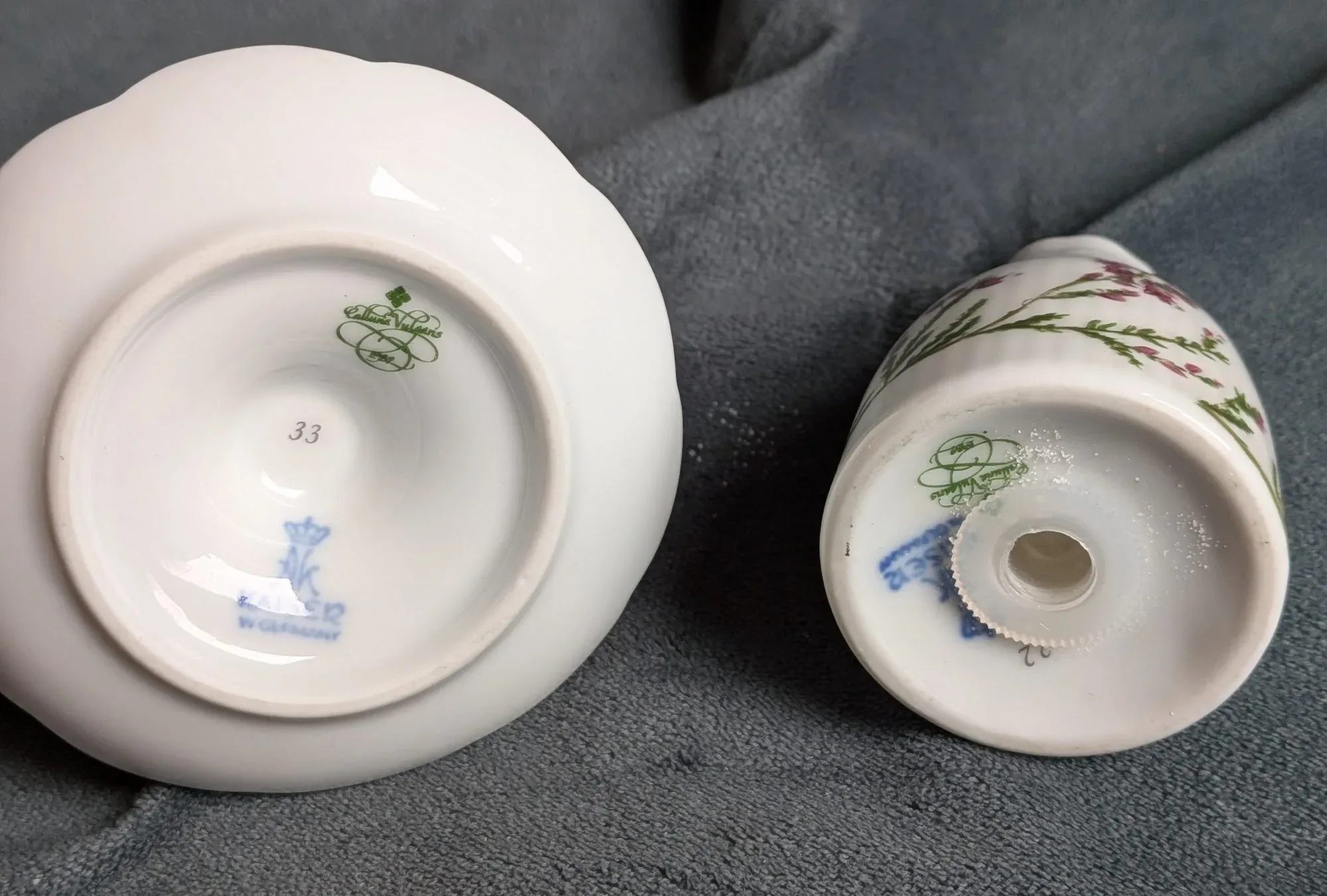 Kaiser Porcelain Egg Cup & Salt Shaker – Calluna Vulgaris, 1982 - Image 4