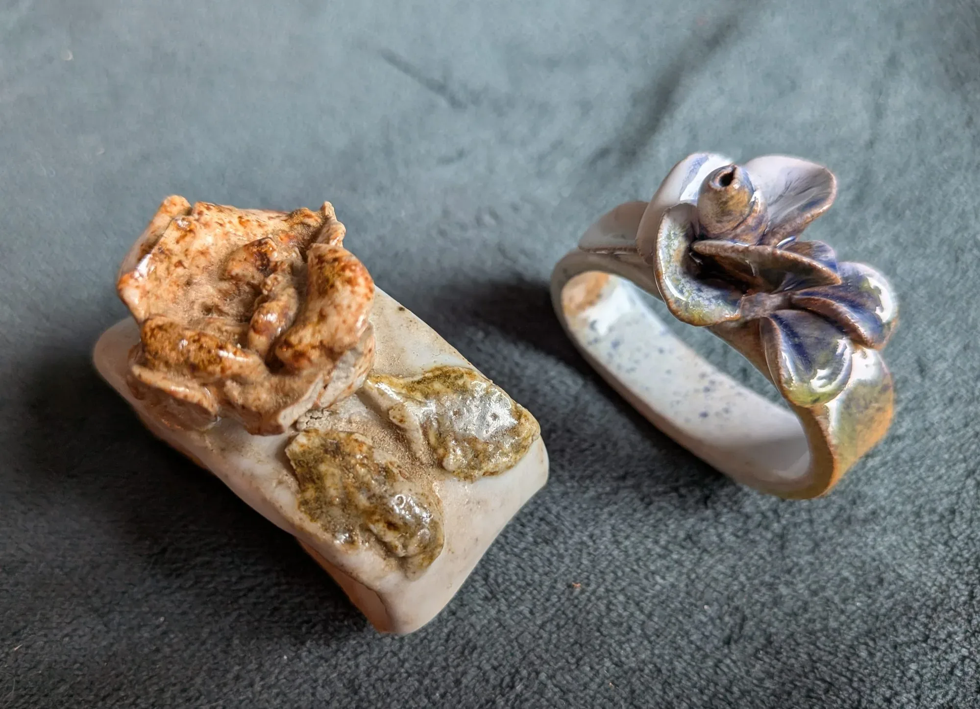 Handmade Ceramic Flower Napkin Rings, A Pair - Image 9