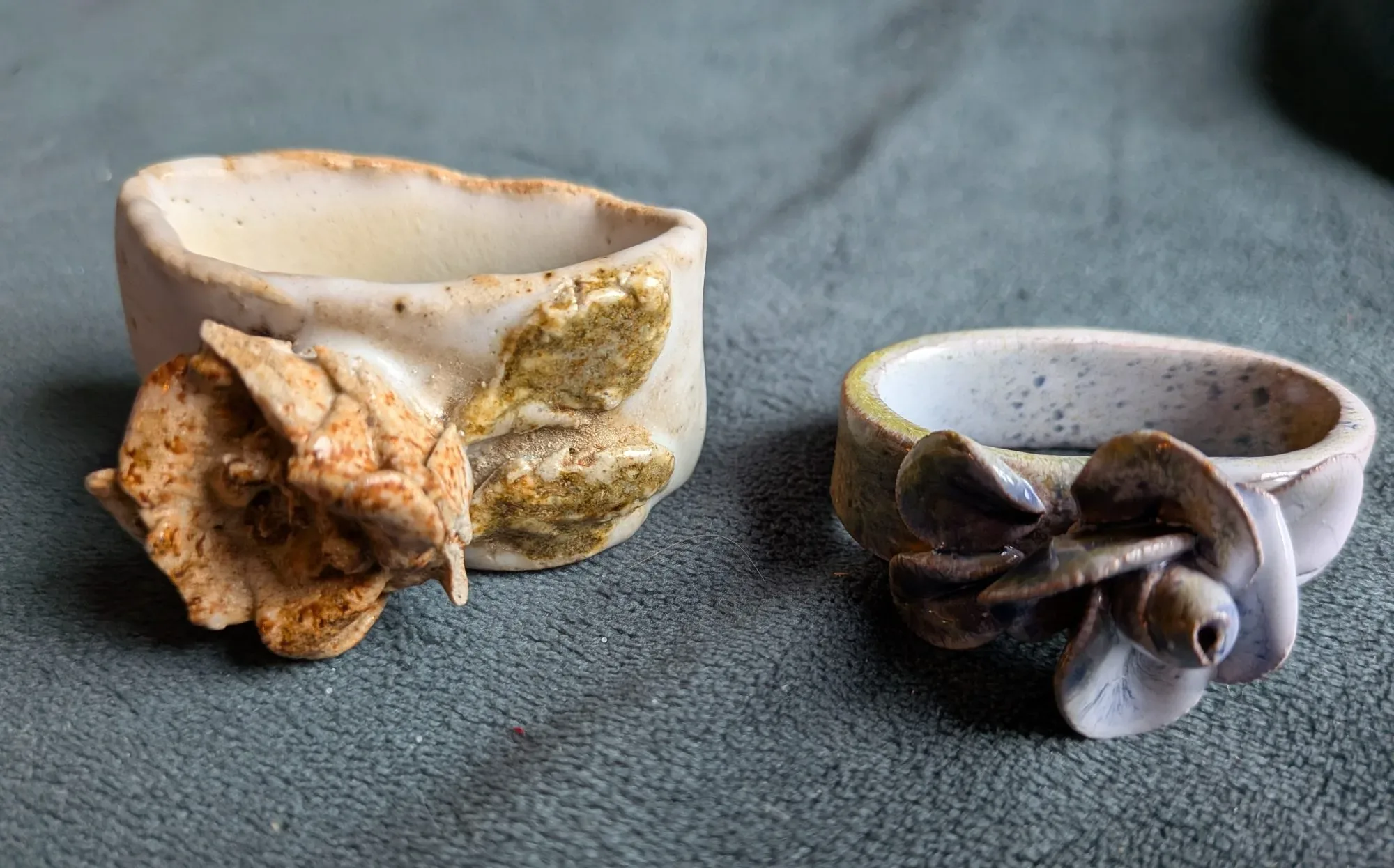 Handmade Ceramic Flower Napkin Rings, A Pair - Image 6
