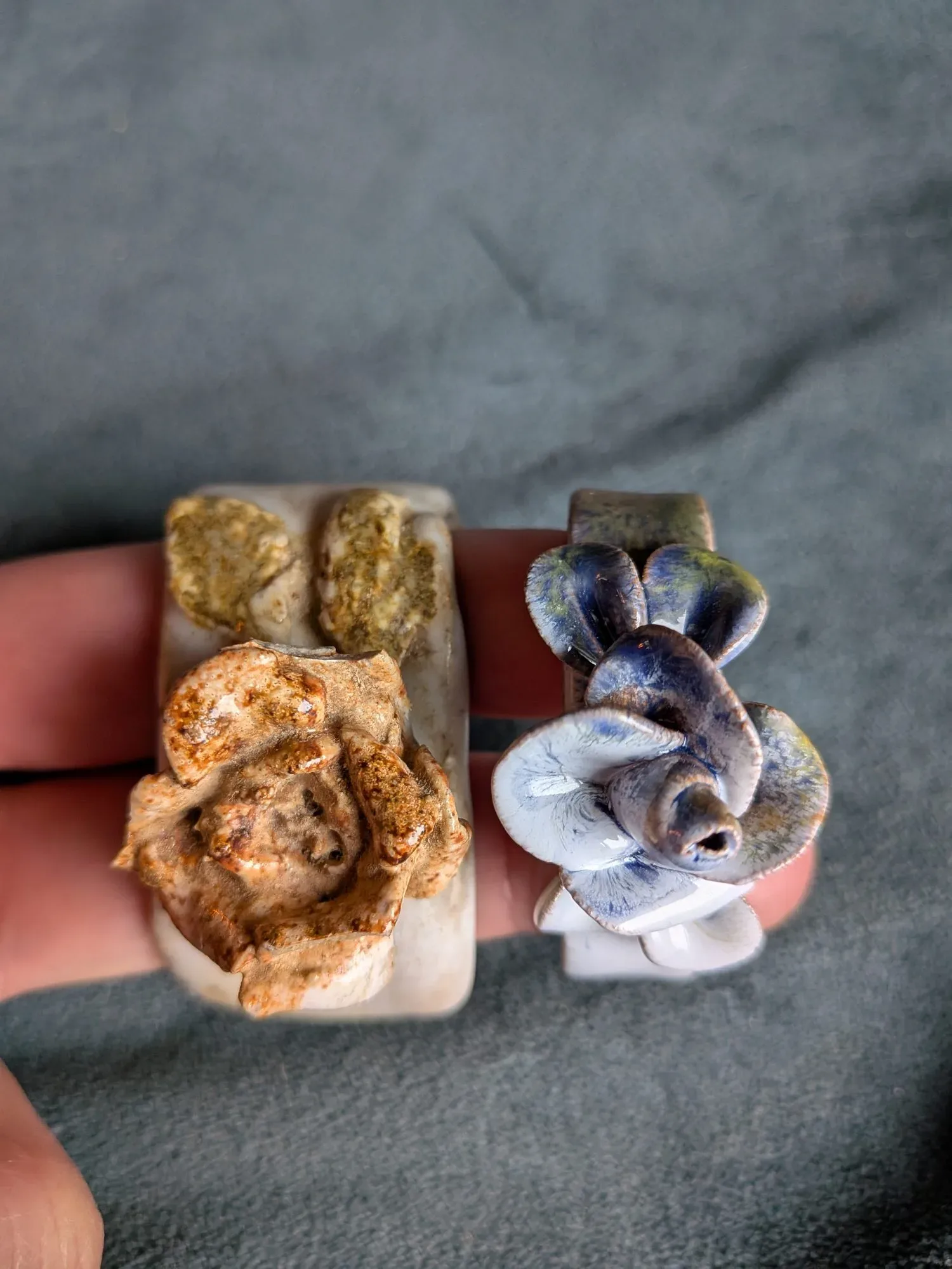 Handmade Ceramic Flower Napkin Rings, A Pair - Image 5