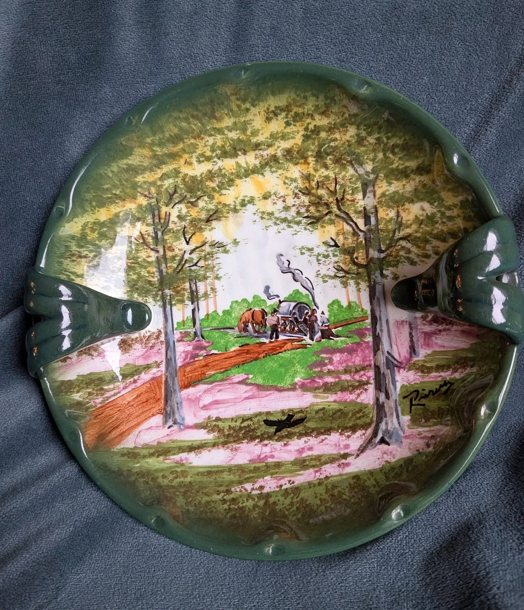 Handmålad Vintage Skål/Fat med Signatur "Pirozz"
