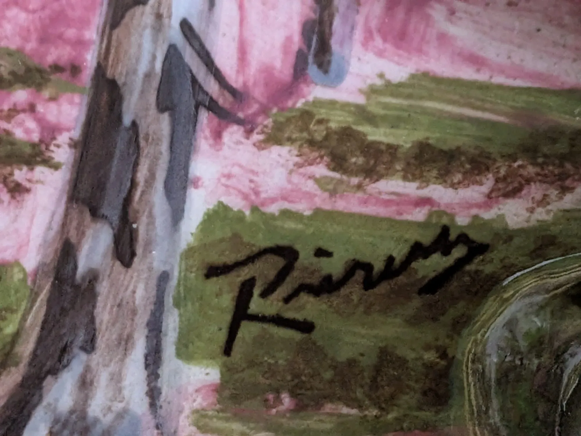 Handmålad Vintage Skål/Fat med Signatur "Pirozz" - Bild 7