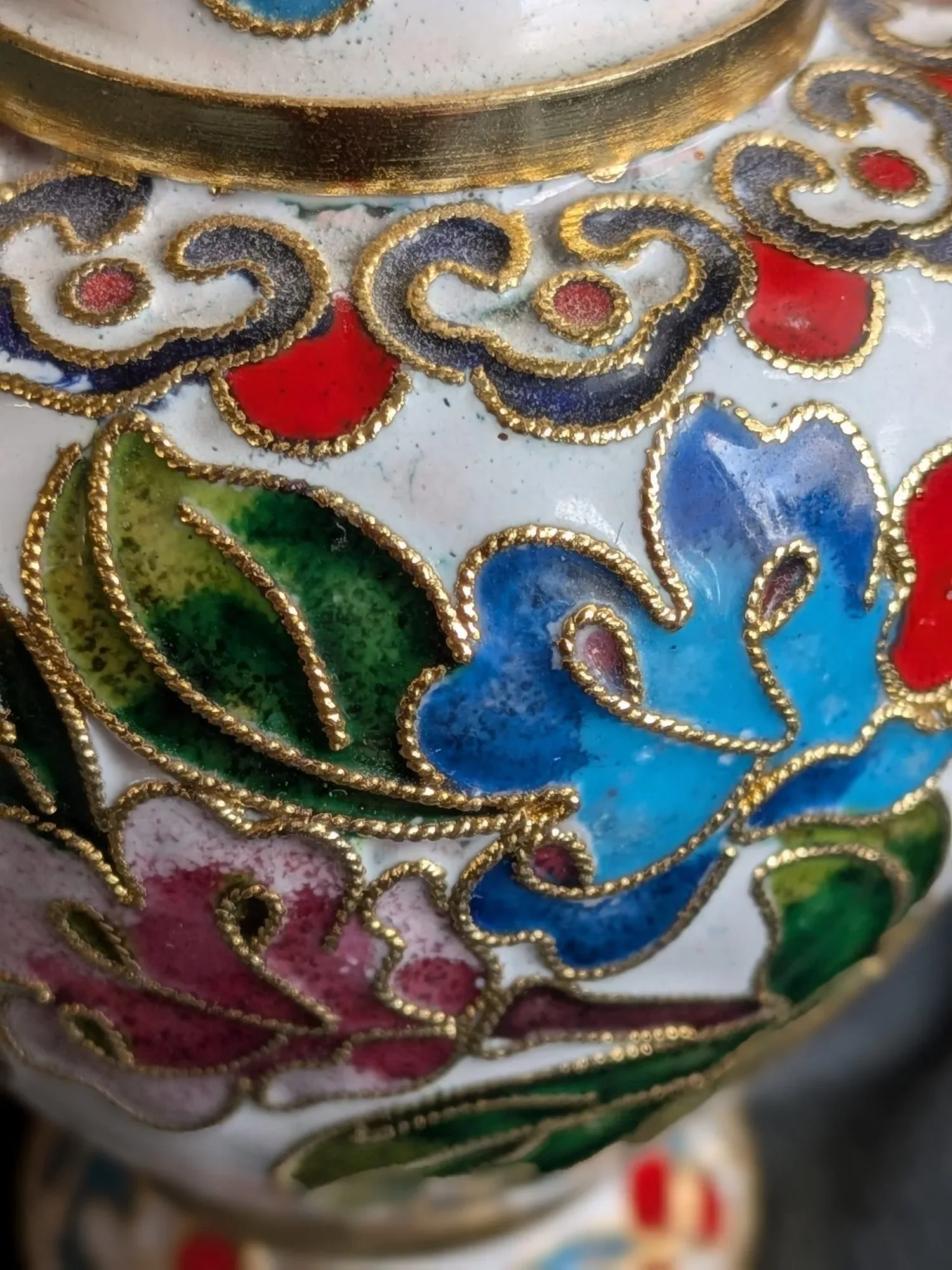 Vintage Cloisonné Vas med Blomstermotiv - Bild 10