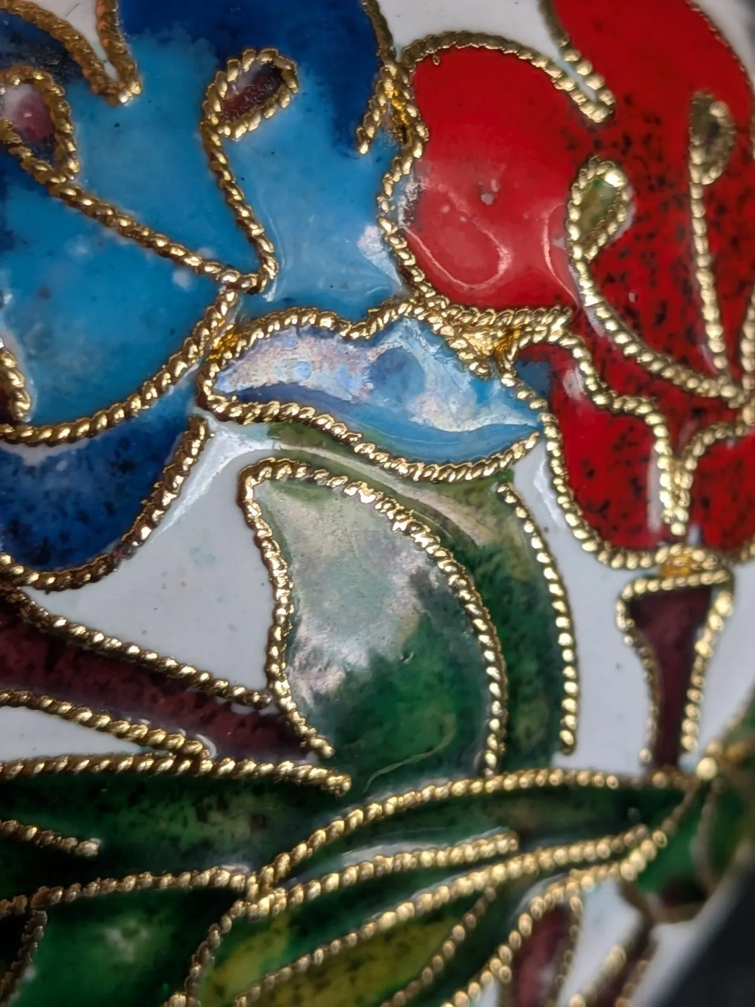 Vintage Cloisonné Vas med Blomstermotiv - Bild 9