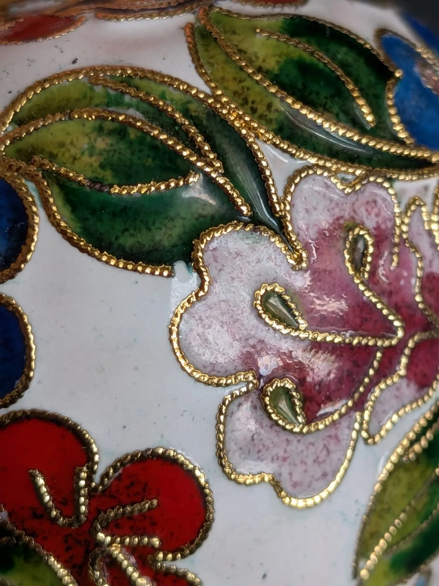 Vintage Cloisonné Vas med Blomstermotiv - Bild 8