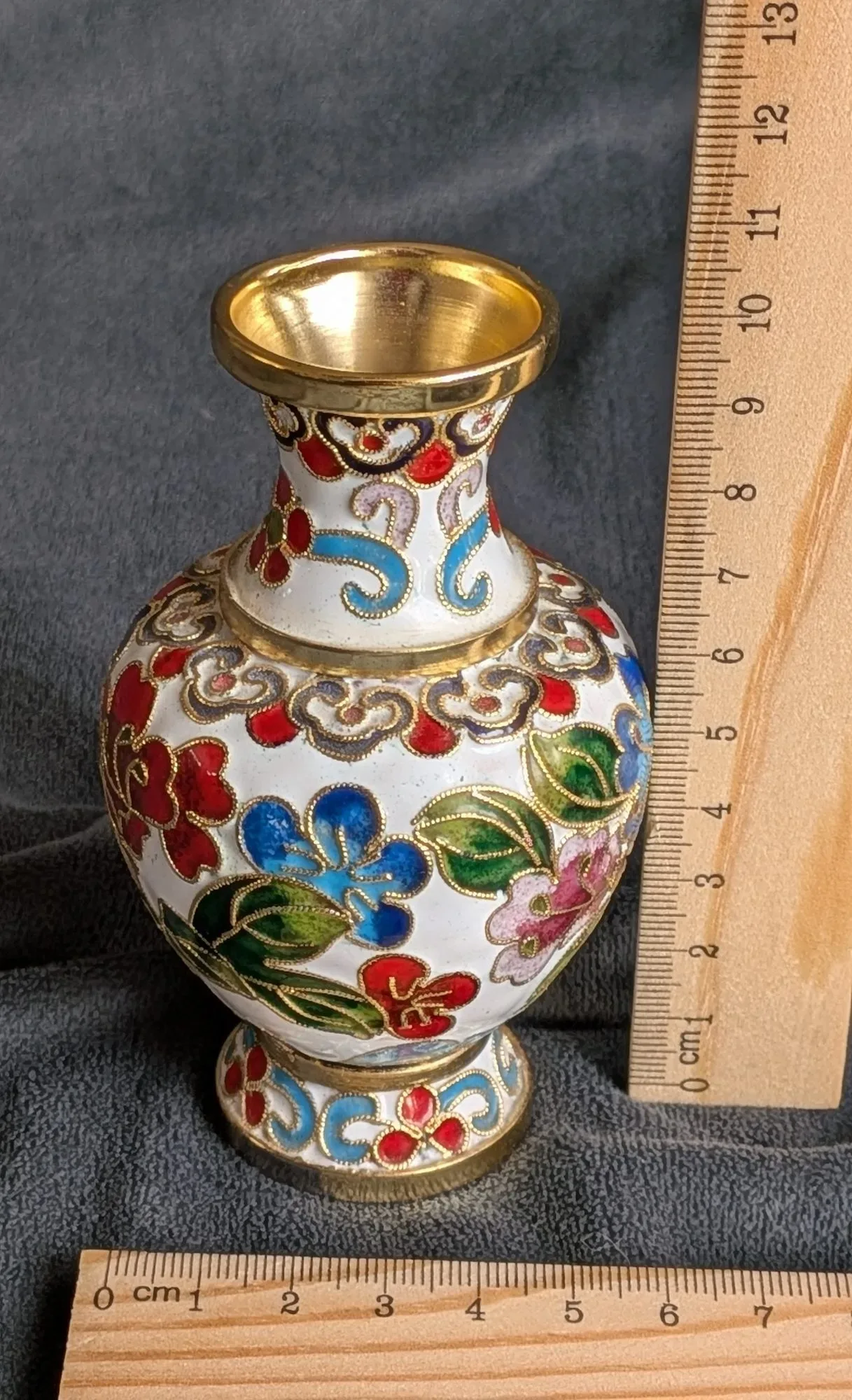 Vintage Cloisonné Vas med Blomstermotiv - Bild 7