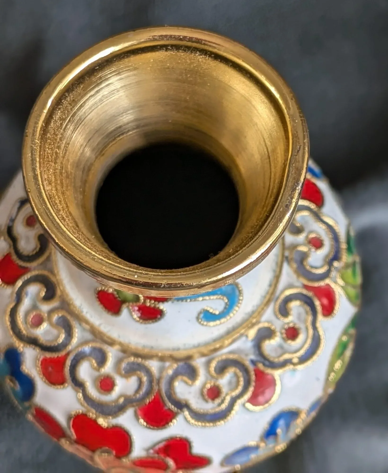 Vintage Cloisonné Vas med Blomstermotiv - Bild 6