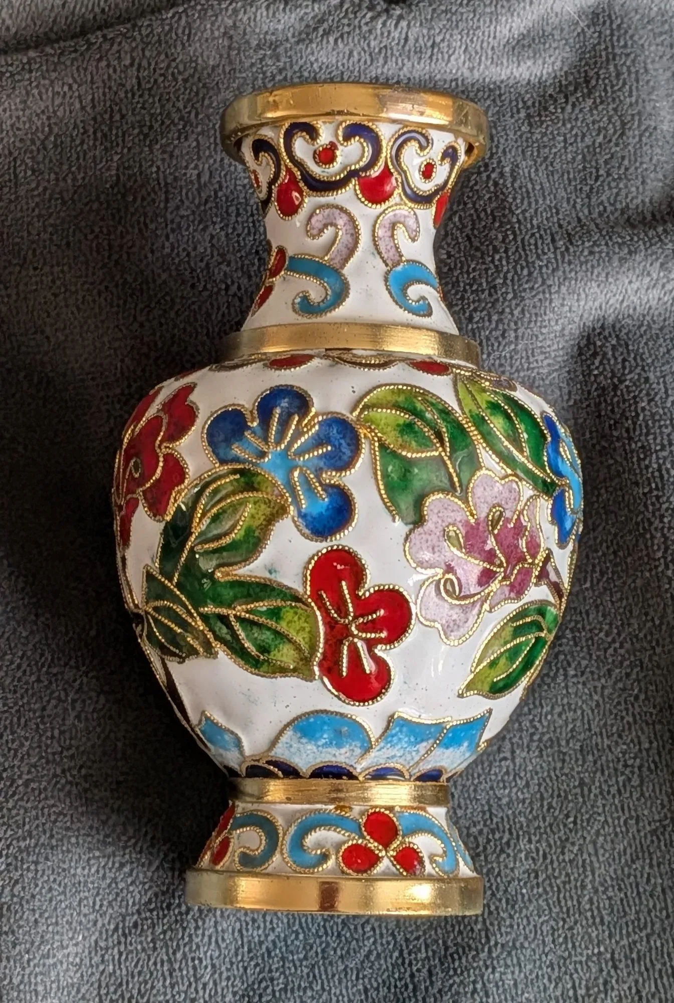Vintage Cloisonné Vas med Blomstermotiv - Bild 5