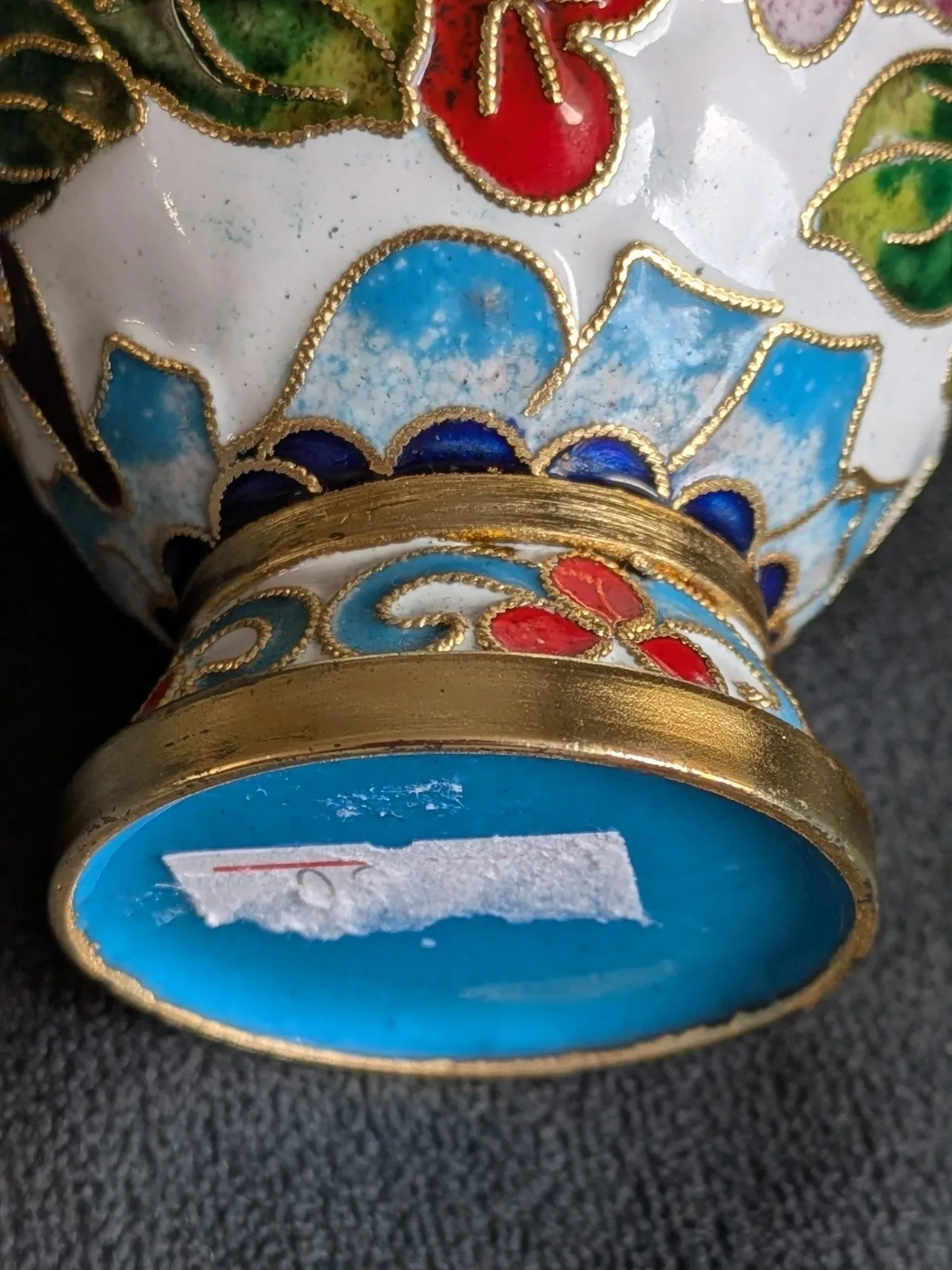 Vintage Cloisonné Vas med Blomstermotiv - Bild 4