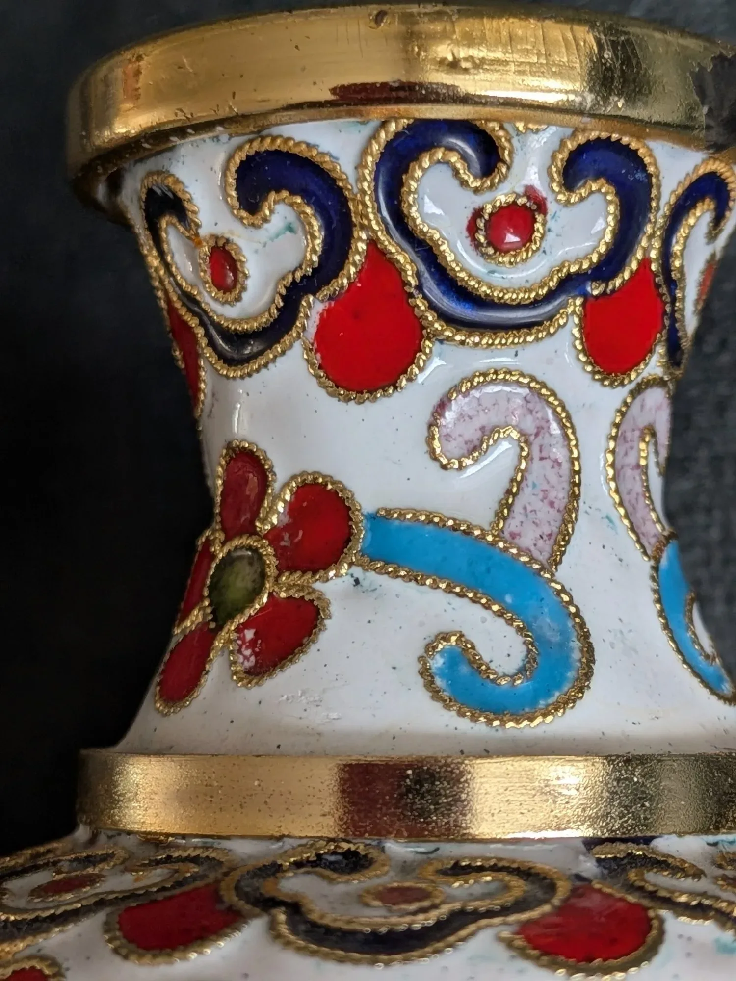 Vintage Cloisonné Vas med Blomstermotiv - Bild 3