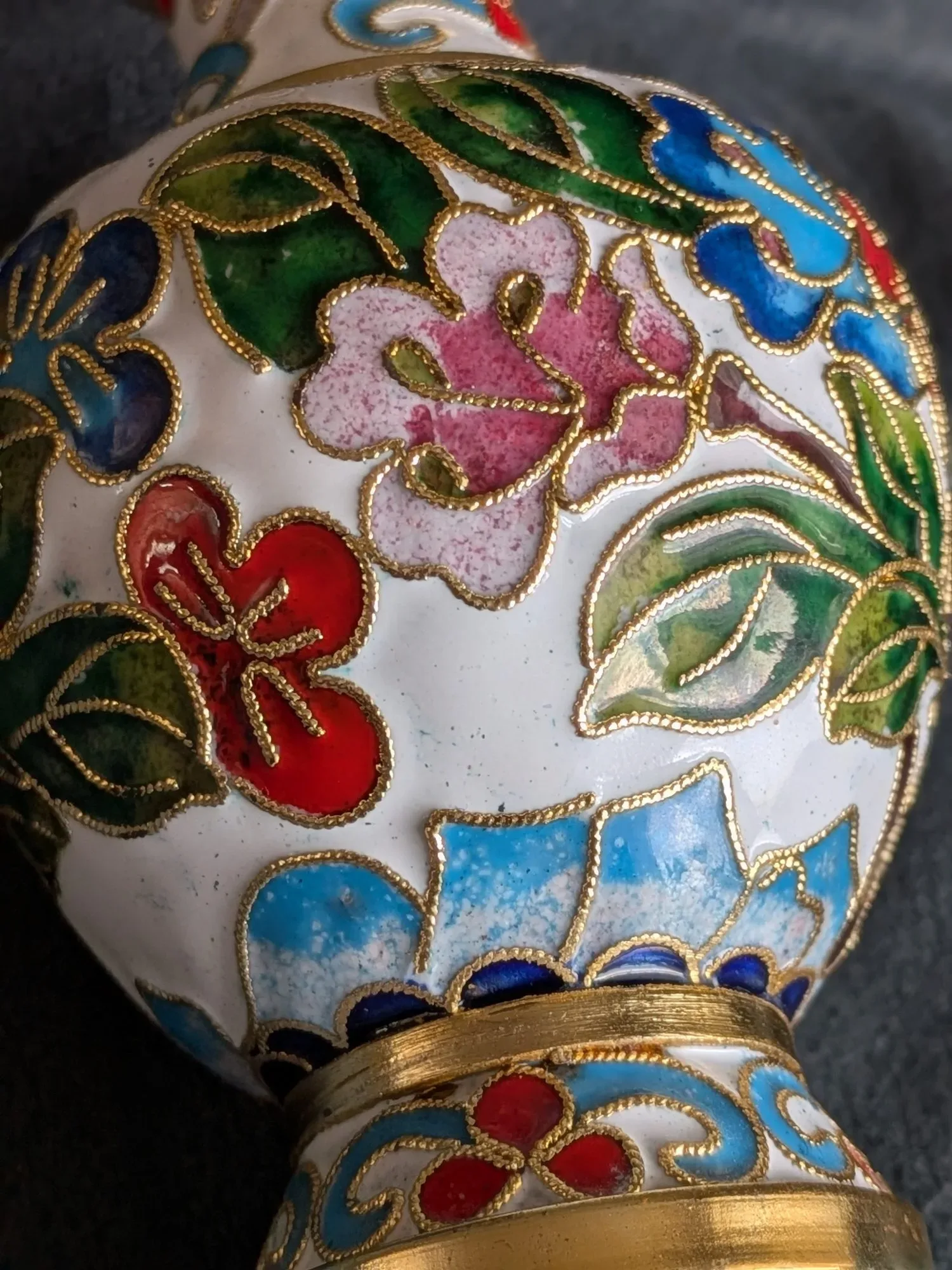 Vintage Cloisonné Vas med Blomstermotiv - Bild 2