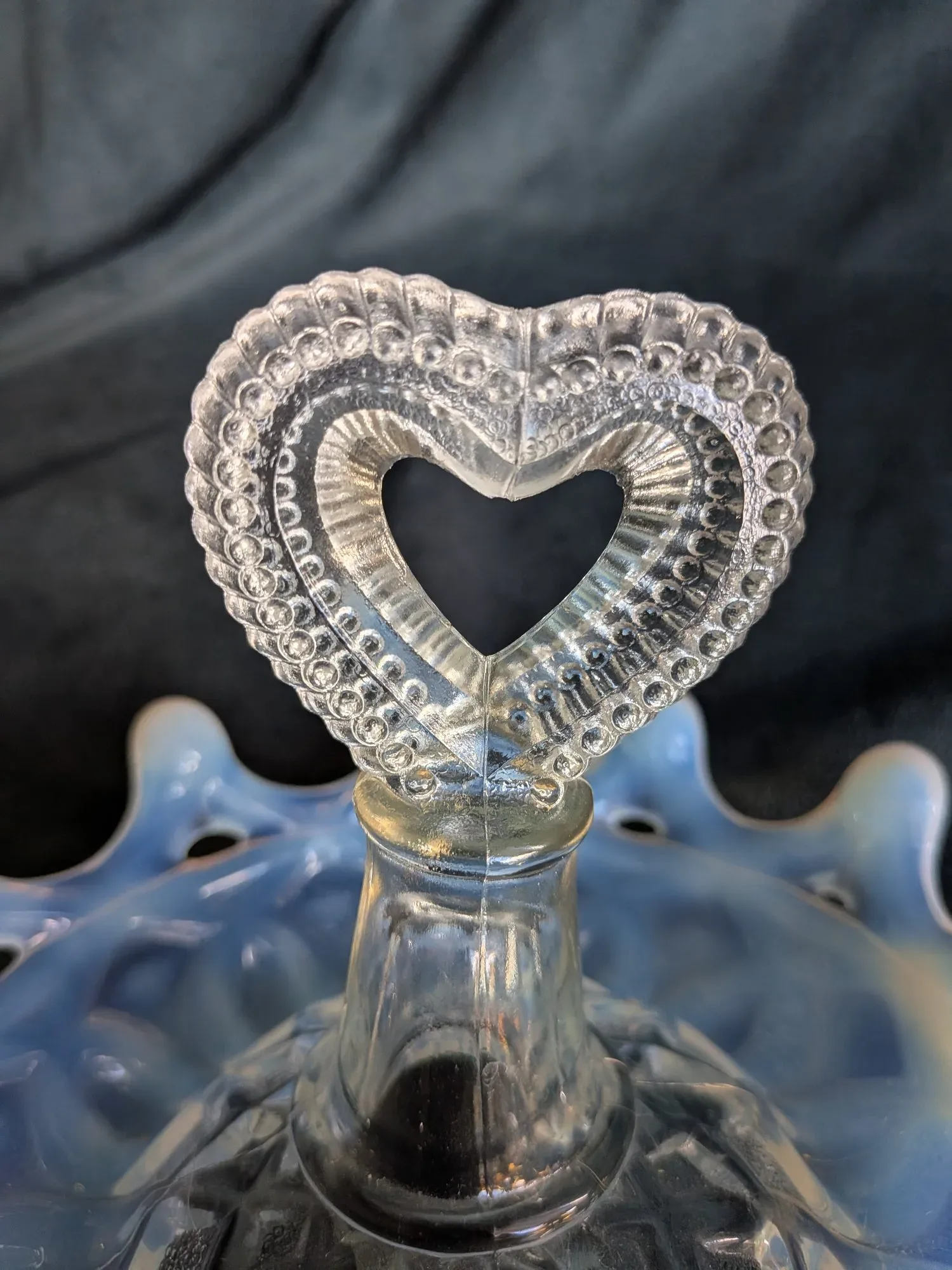 Vintage Opalescent Glasskål med Hjärtknopp - Bild 4