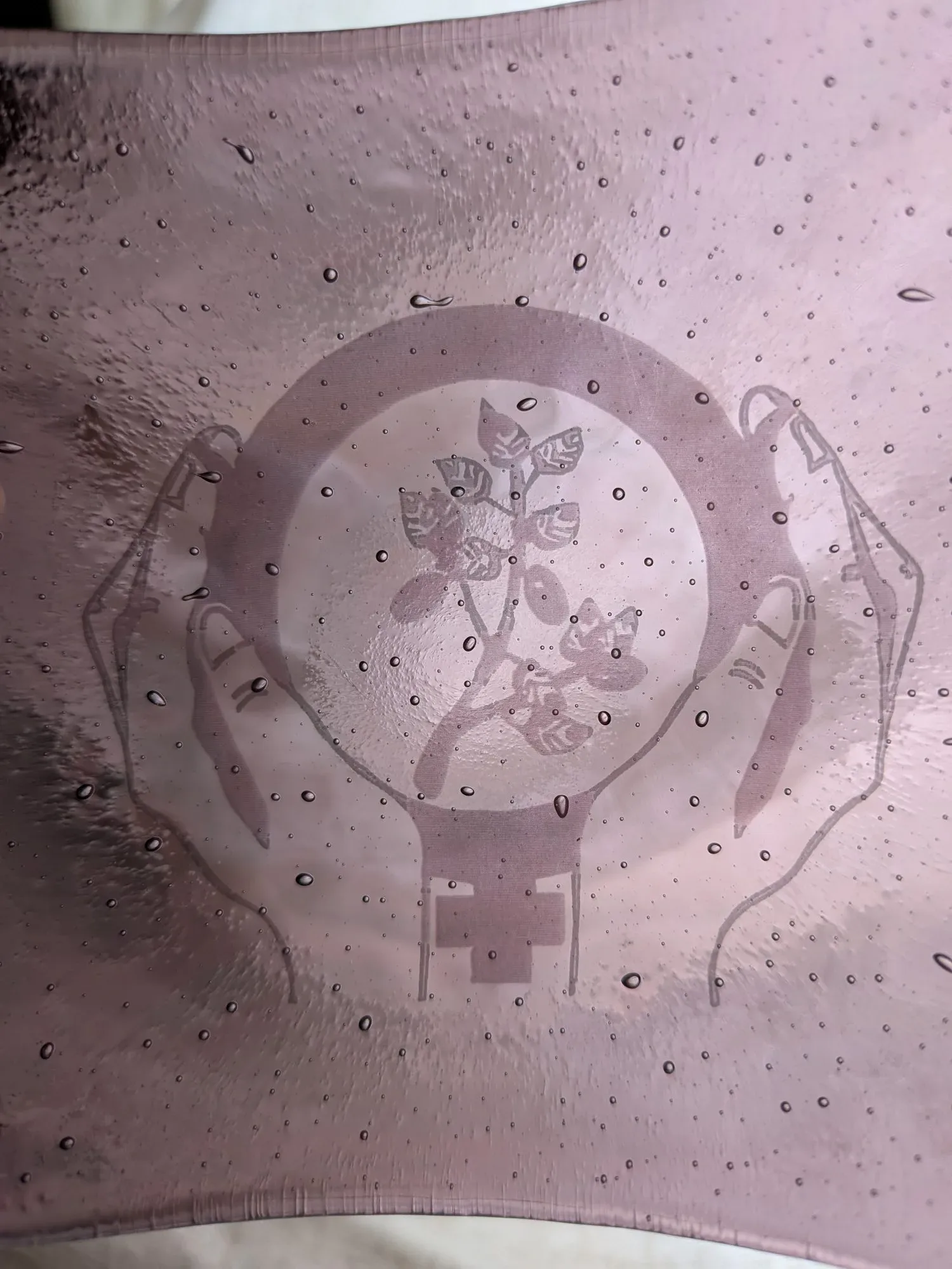 Unik Lila Glasskål med Växt- & Feministsymbol - Bild 5