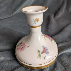 Vintage Ljusstake Porslin, HJ Fyhn 1937 med Blomdekor