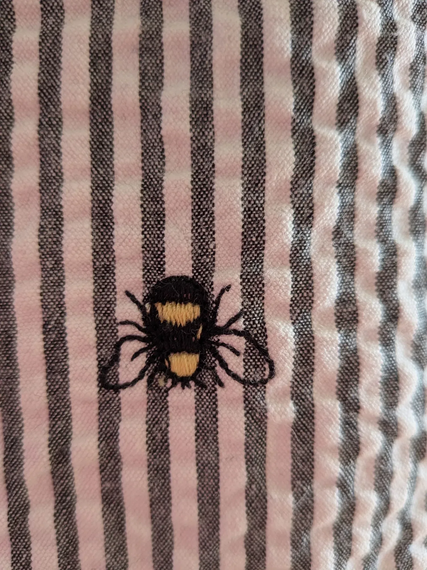 Randig bomullskjol, seersucker, broderade bin - Bild 8